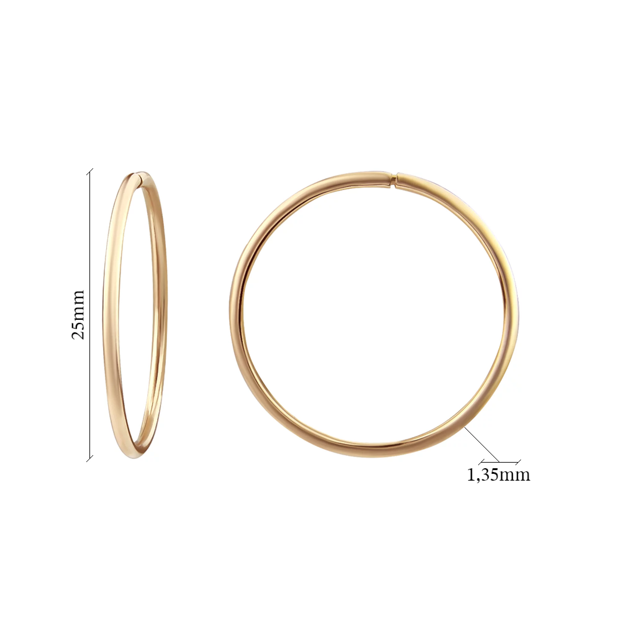 Сережки-кольца из красного золота - 1490700 – изображение 2