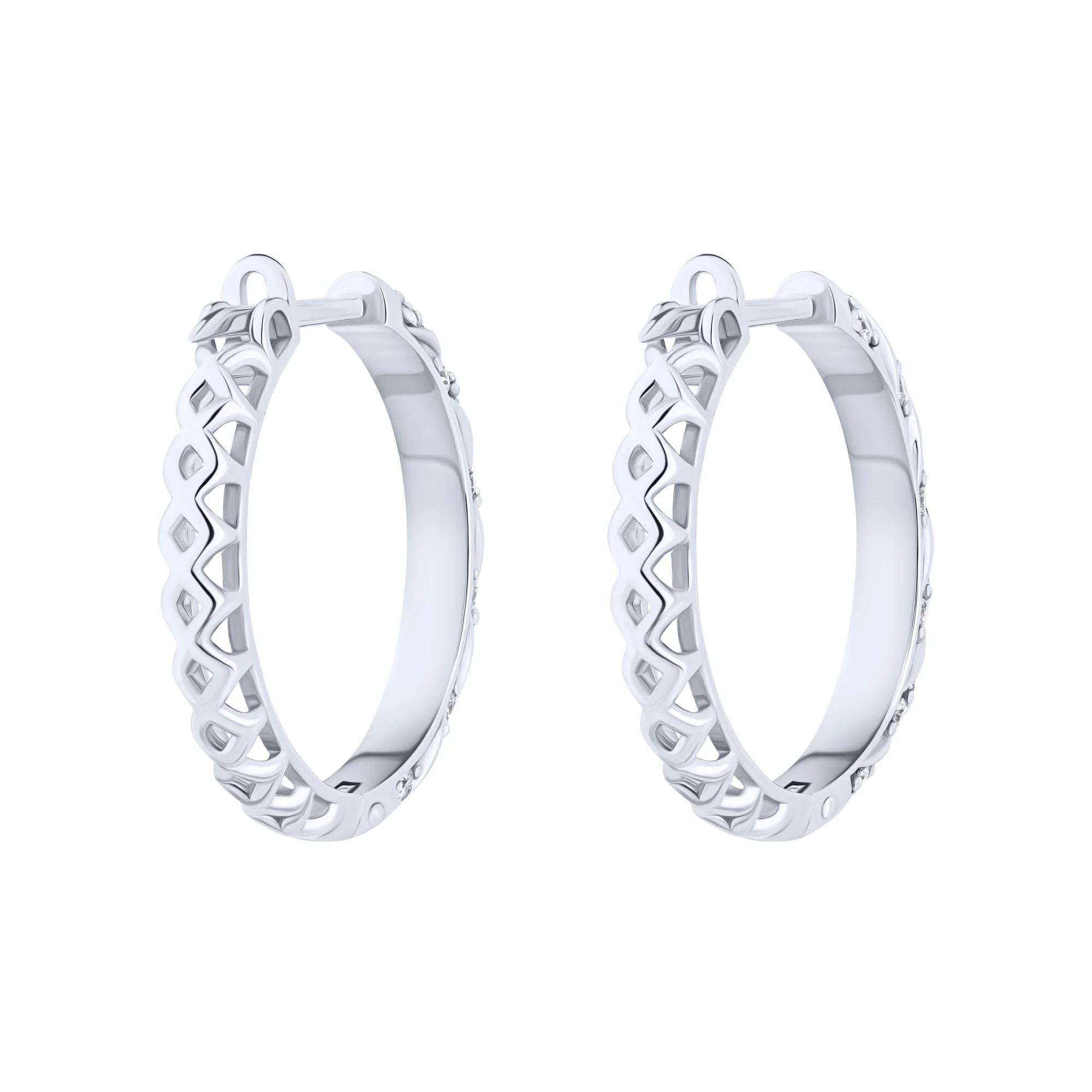 Серьги-кольца "Спираль" из белого золота с брилиантами - 2133625 - 2