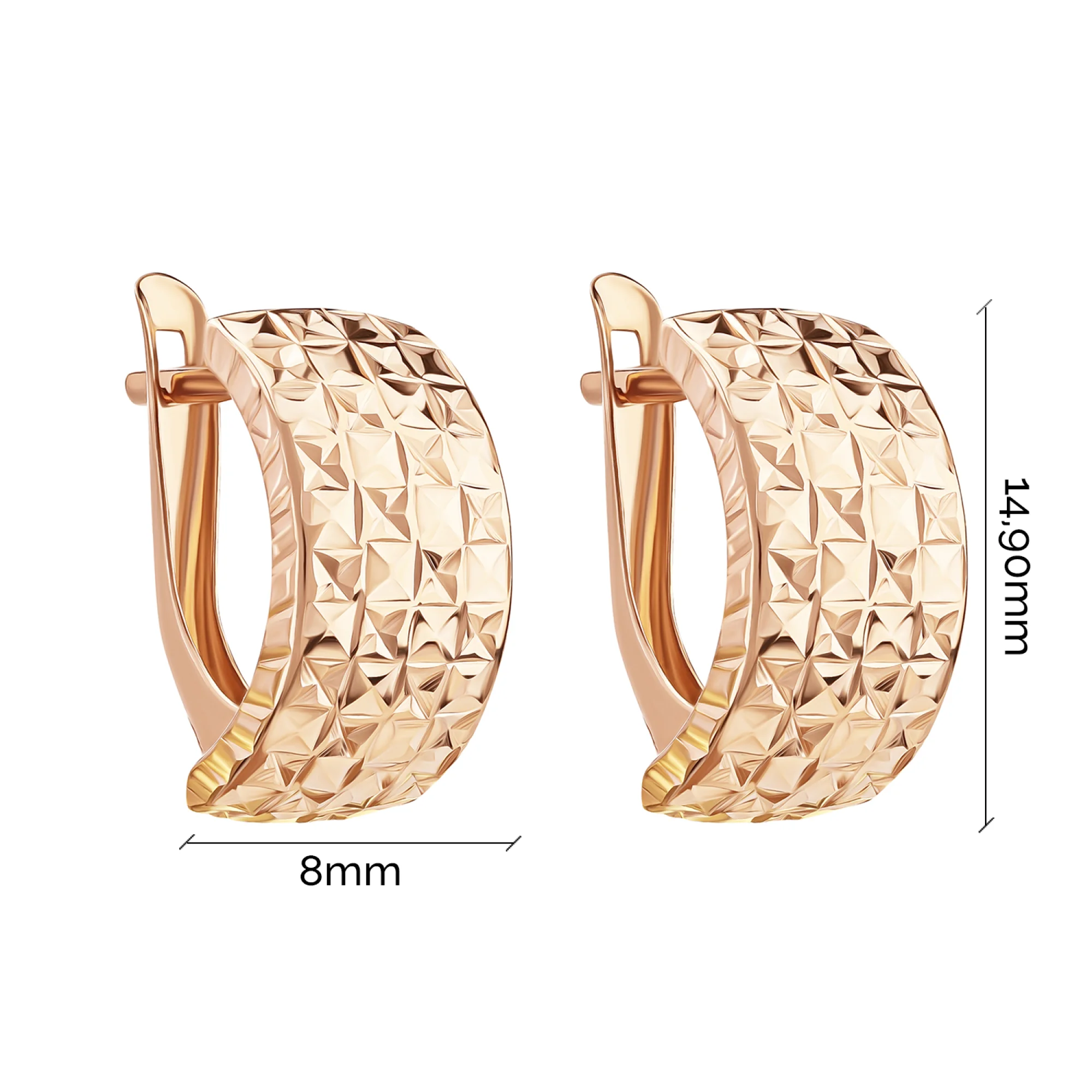 Сережки широкие из красного золота - 1846112 - 4