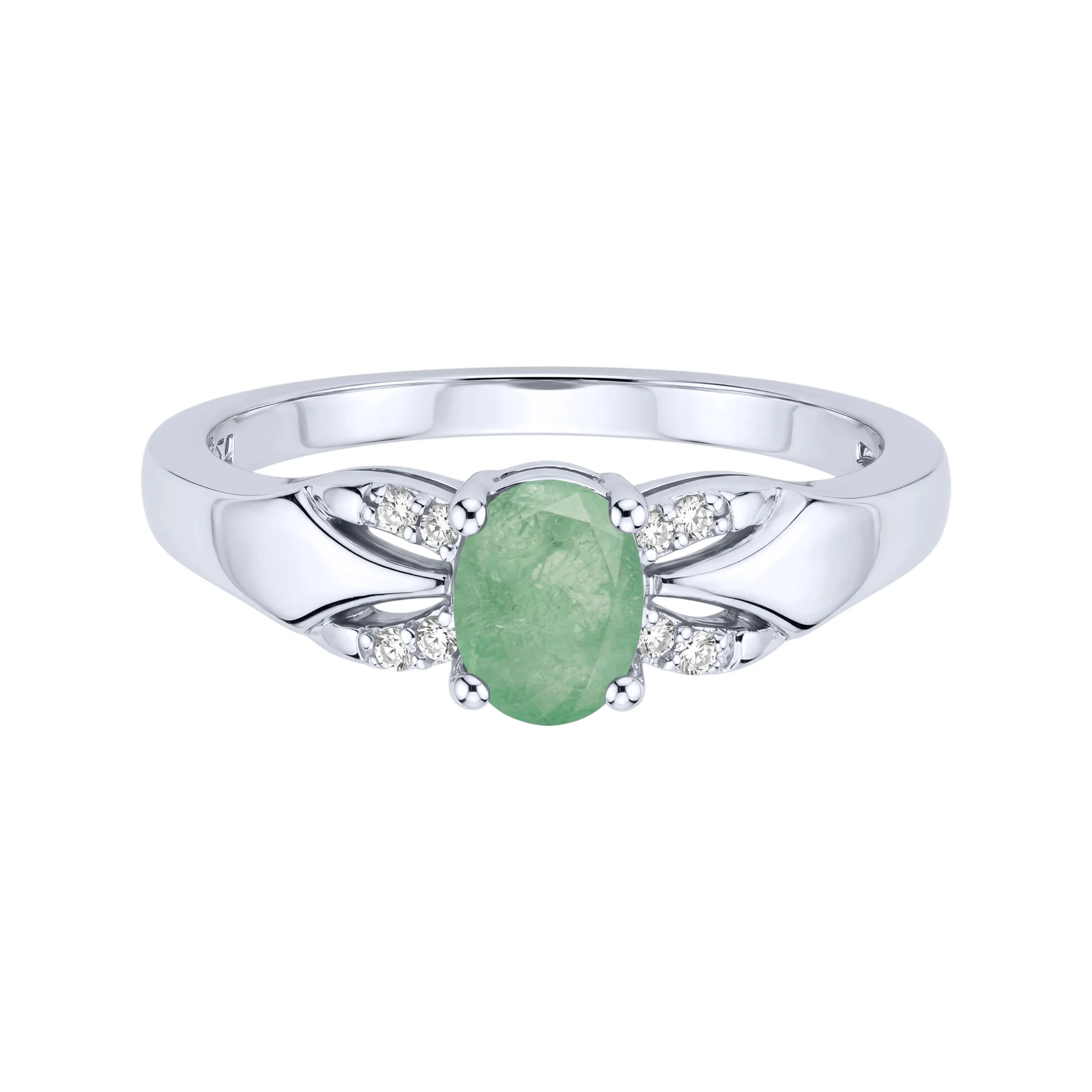 Серебряное кольцо с изумрудом и фианитами - 2297678 - 2