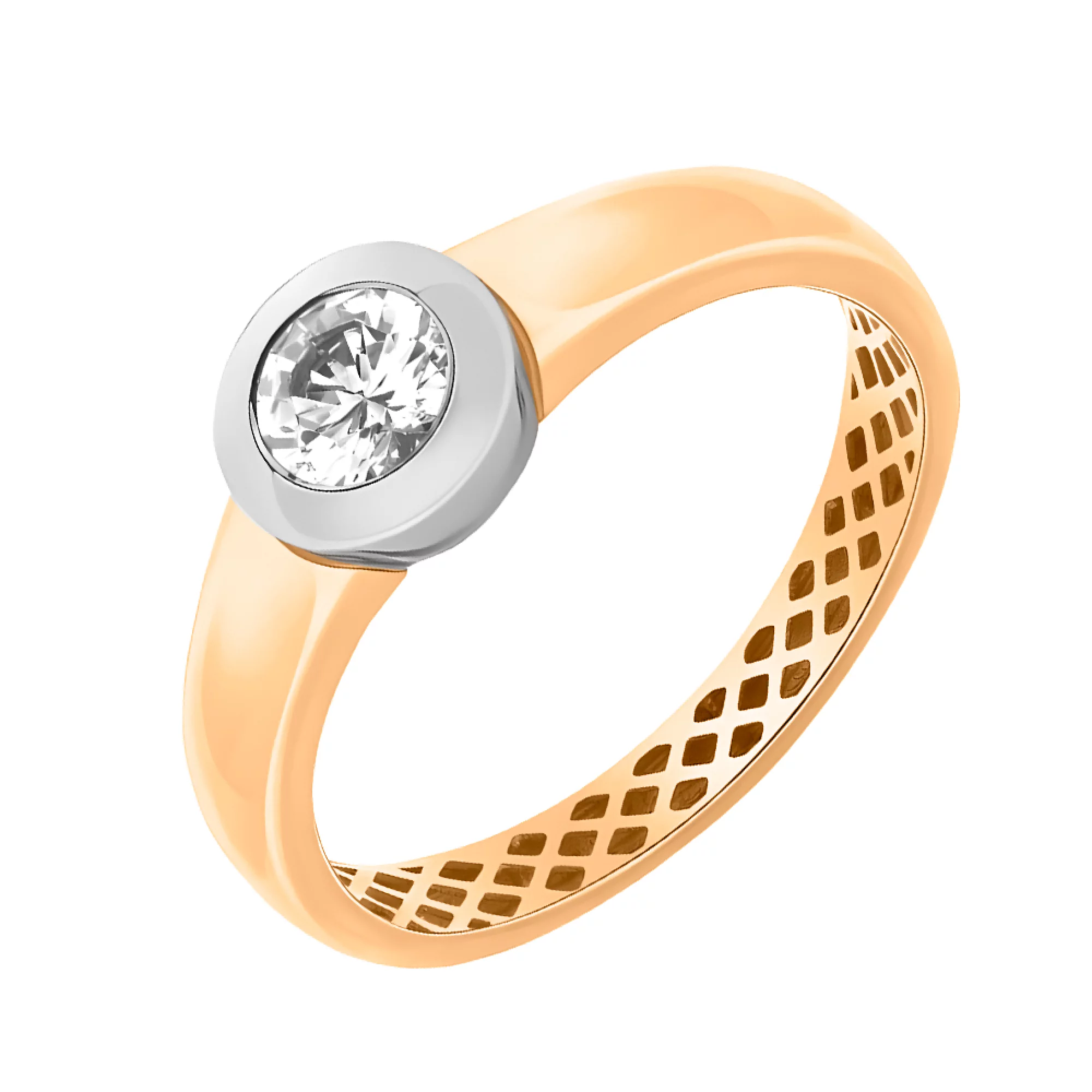 Золотое кольцо с фианитом - 482946 – изображение 1