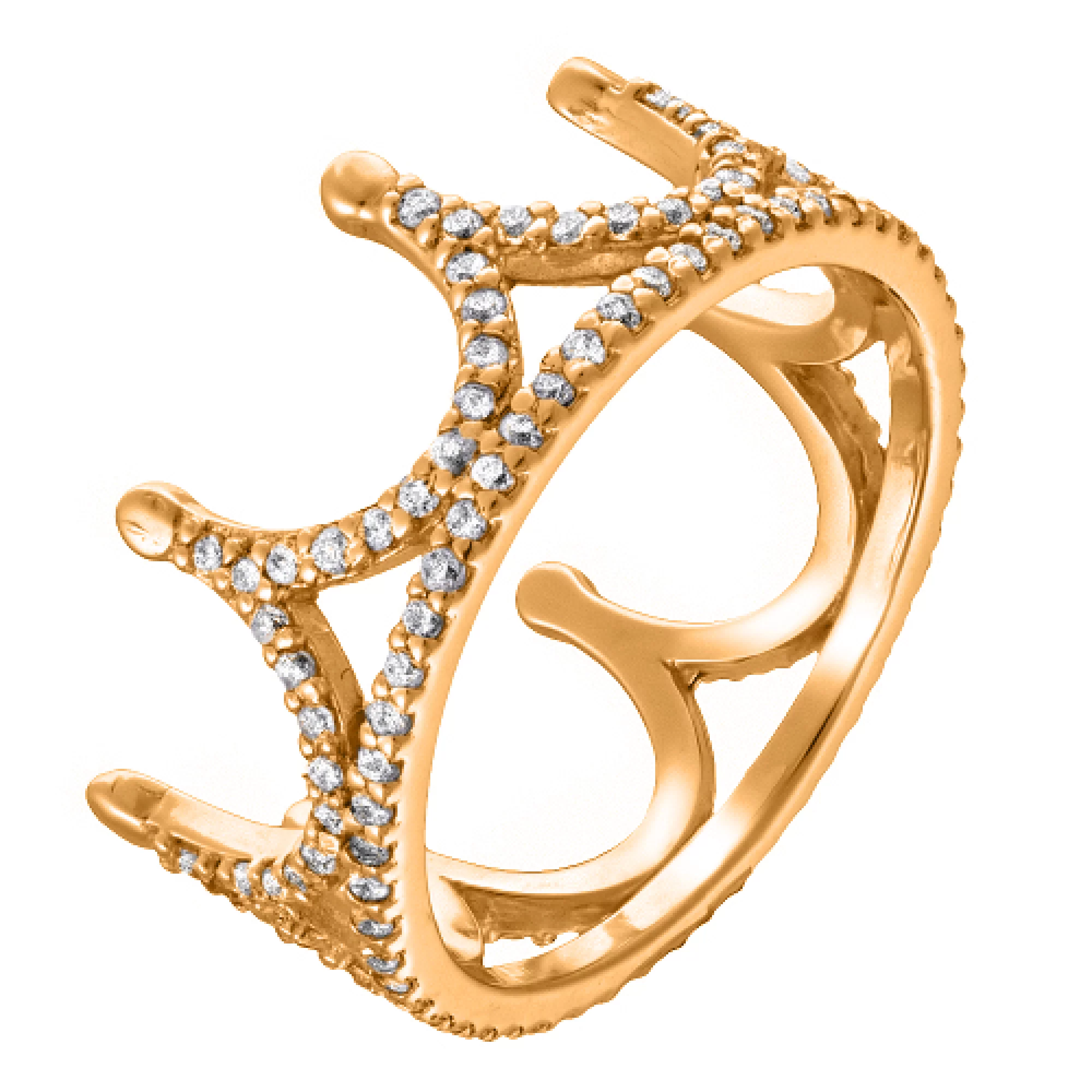 Золотое кольцо с фианитом Корона - 521436 – изображение 1