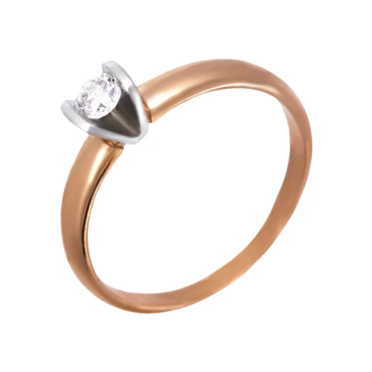 Кольцо с бриллиантом из комбинированого золота. Артикул 11498: цена, отзывы, фото – купить в интернет-магазине AURUM