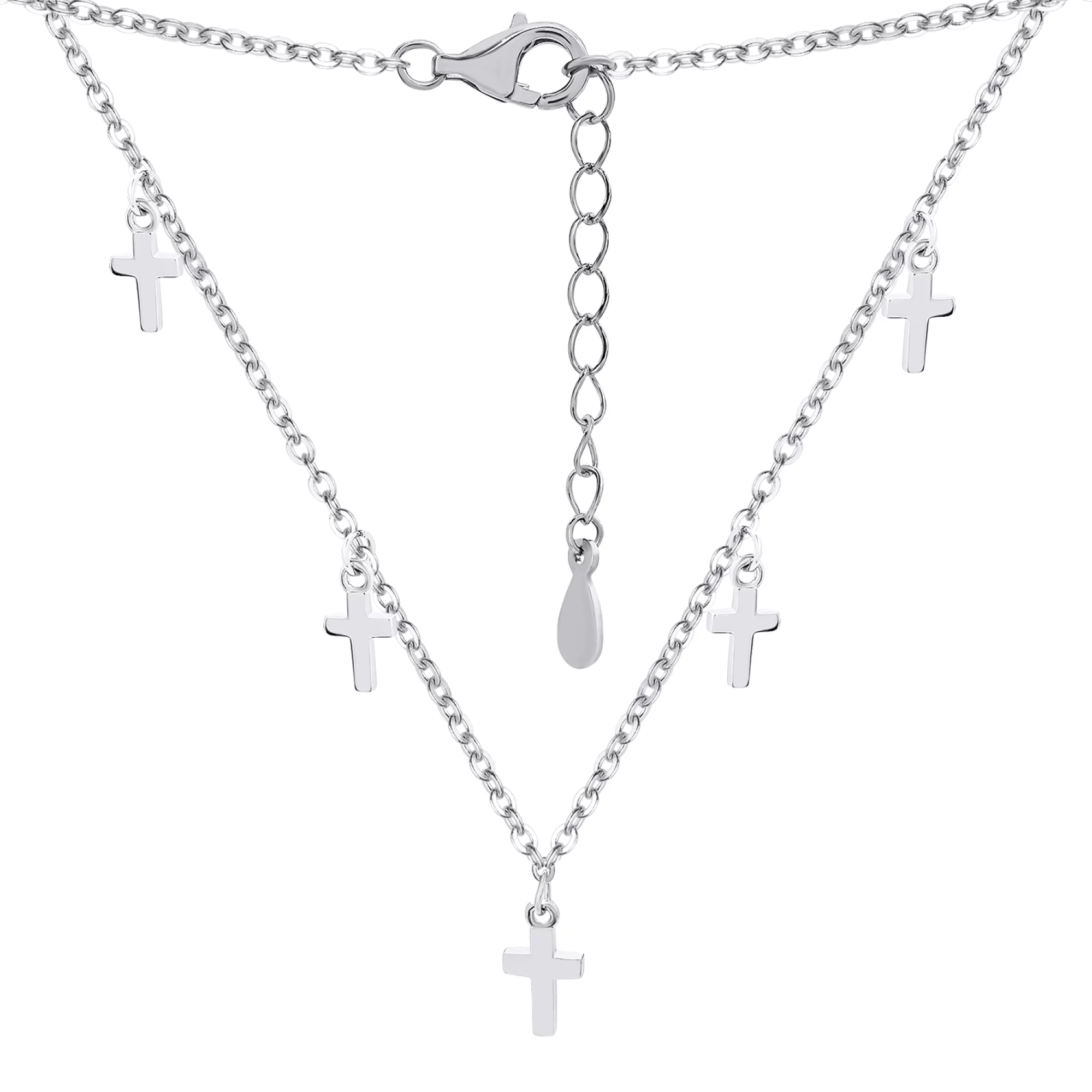 Срібне кольє з хрестиками плетіння якірне - 1521097 – зображення 2