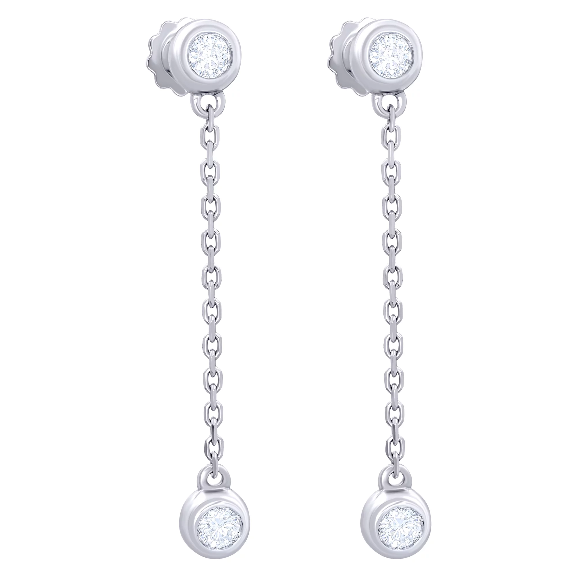 Сережки-гвоздики з підвісами і діамантами - 896195 – зображення 1