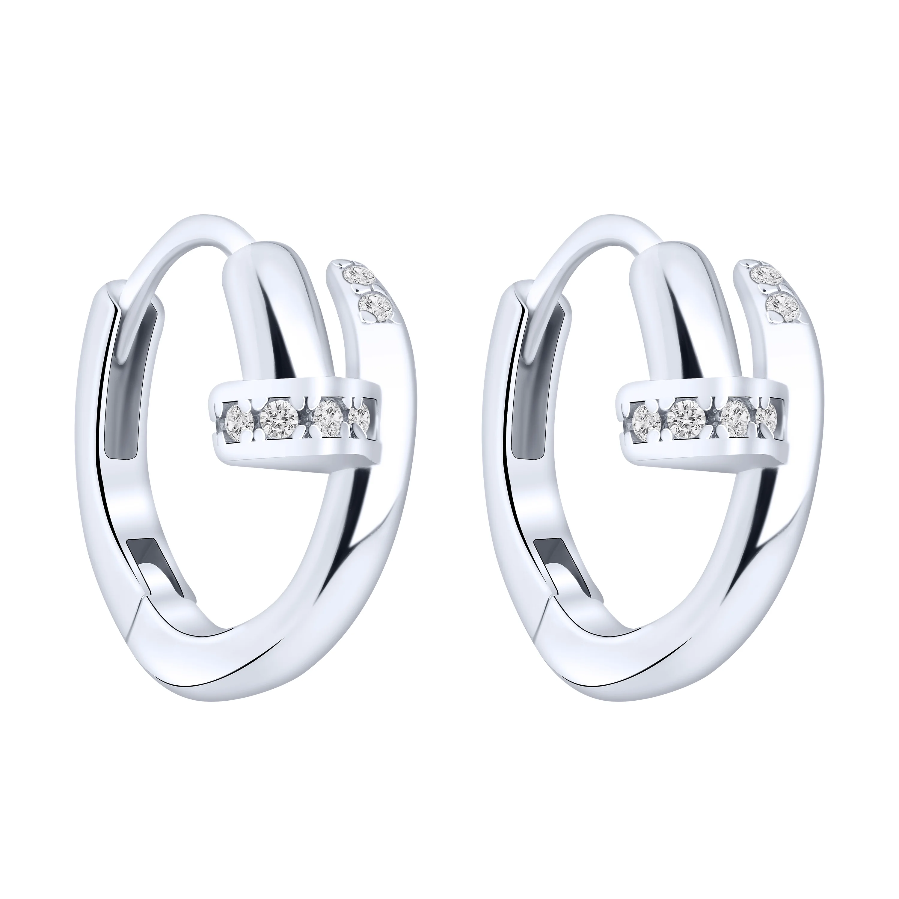 Срібні сережки конго з фіанітами