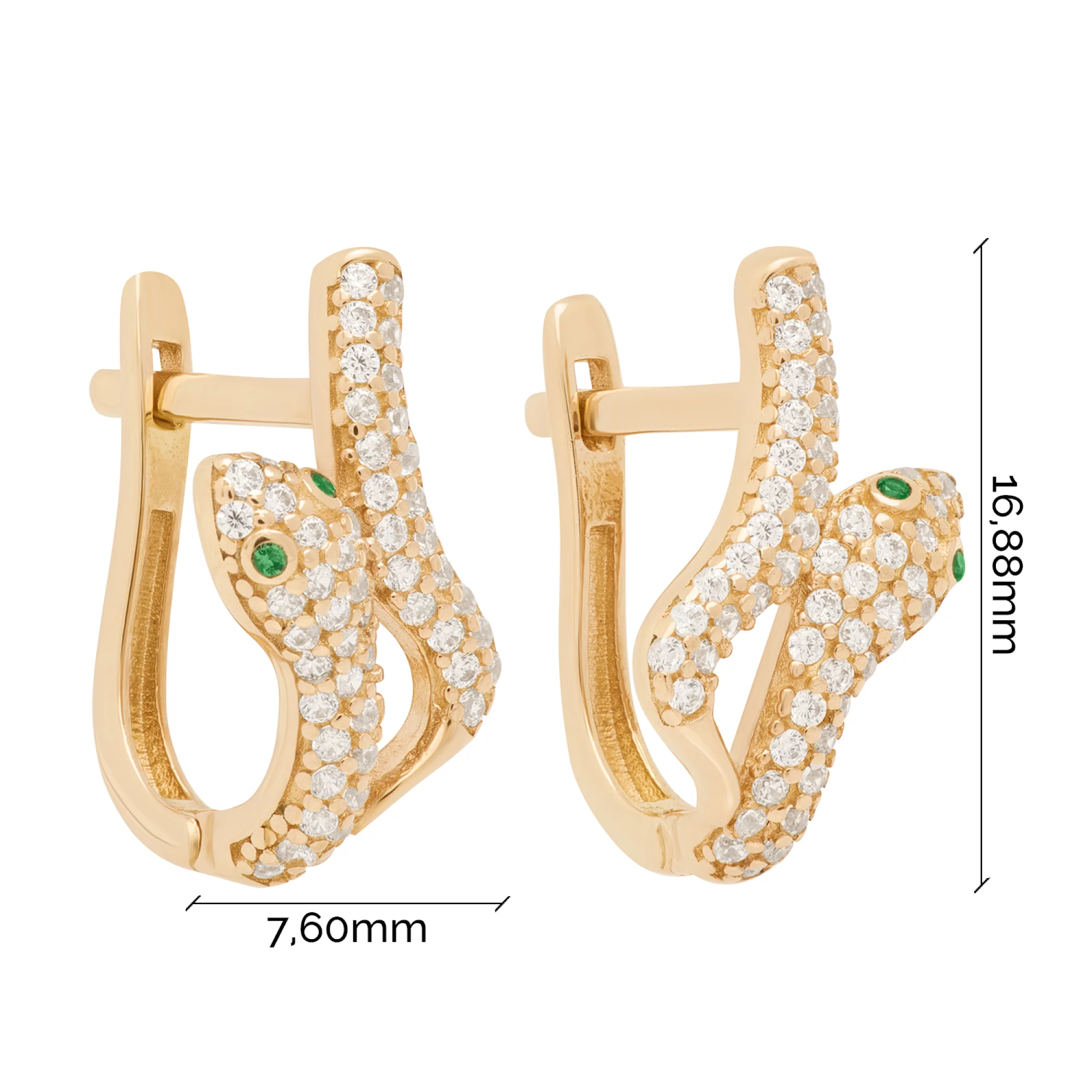 Сережки з червоного золота "Змія" з фіанітами - 1630723 – зображення 7