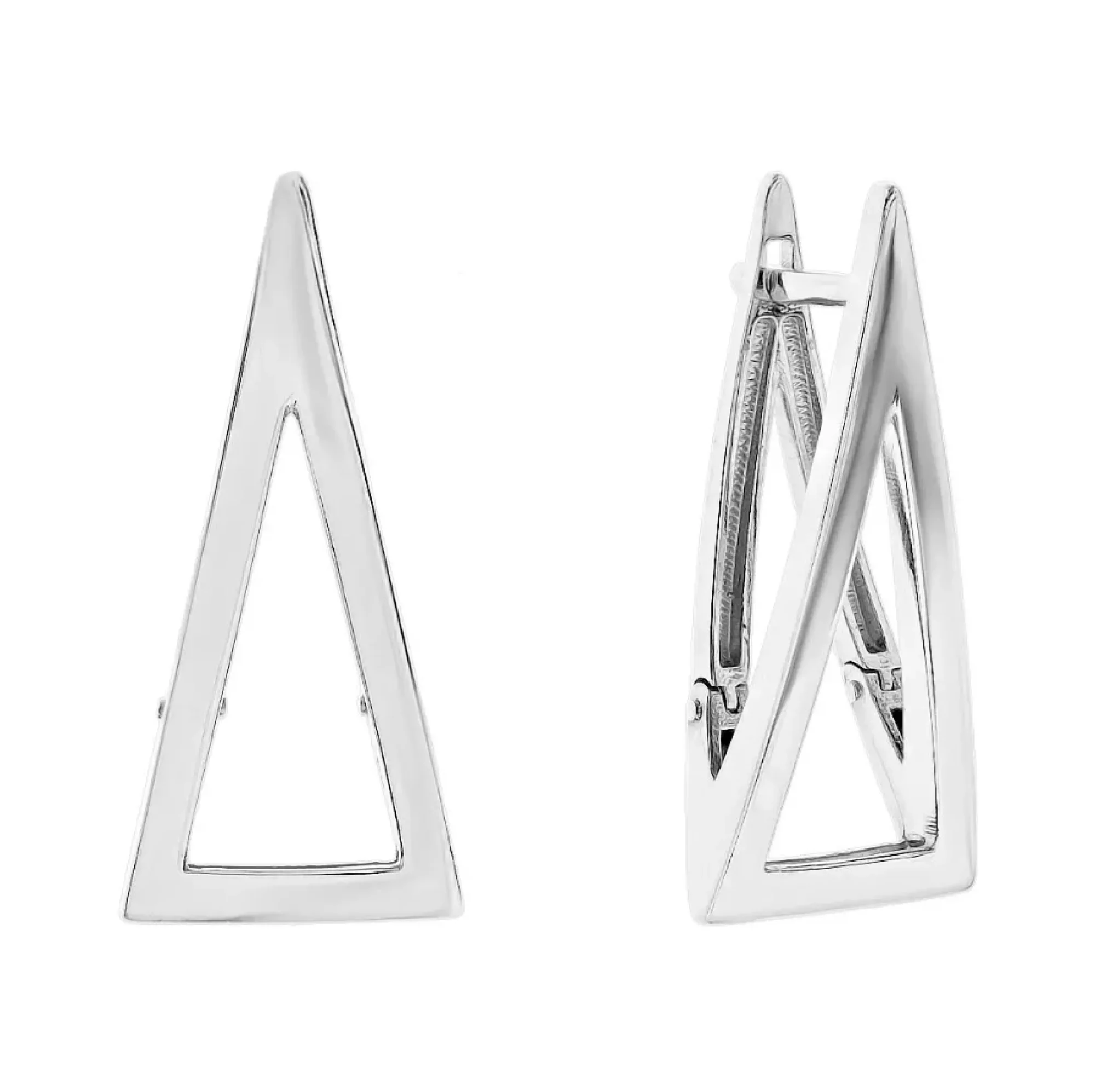 Сережки Трикутники з білого золота - 970231 – зображення 1