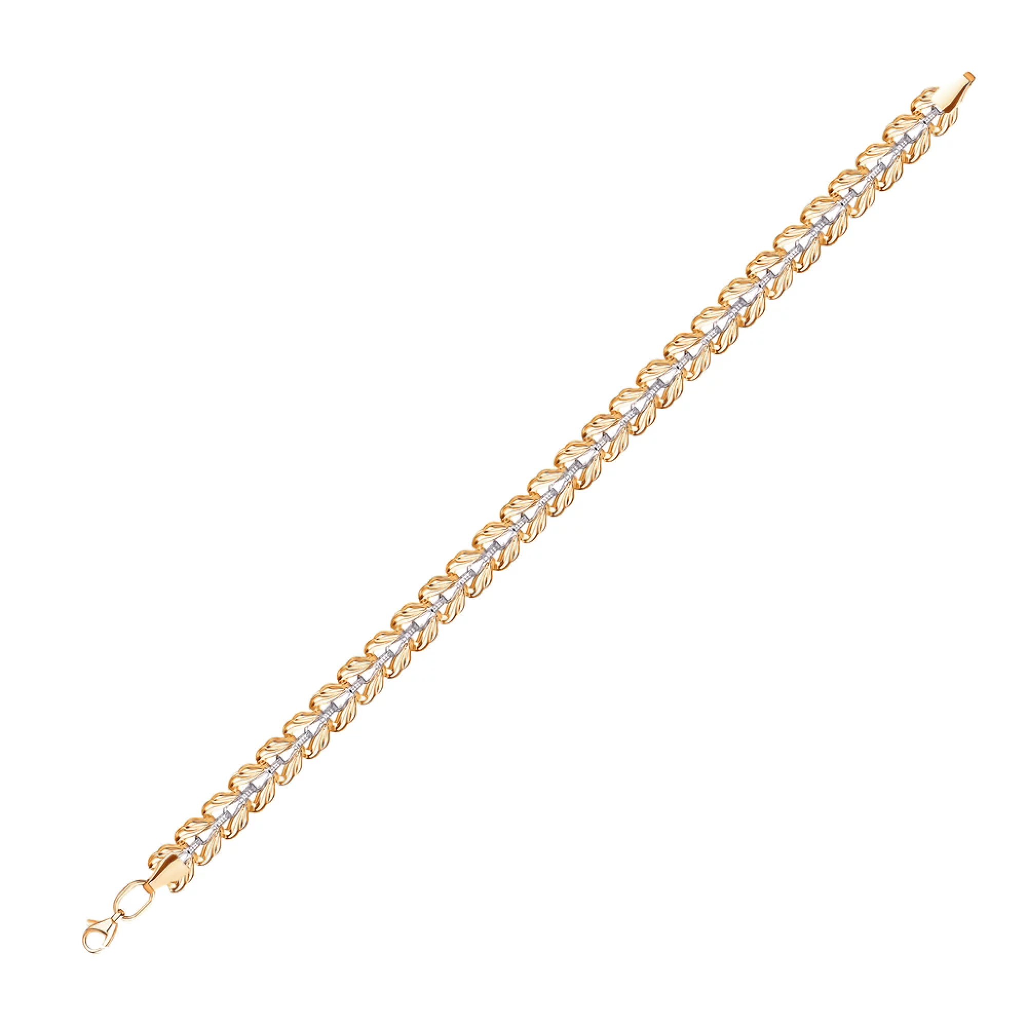 Браслет из комбинированного золота плетение ролекс - 1515938 – изображение 2