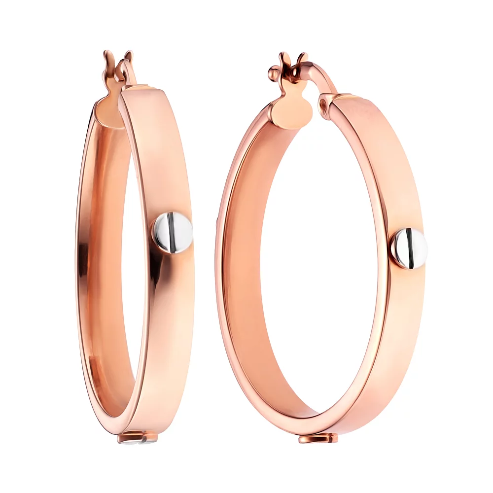 Сережки-кольца Love из красного золота. Артикул 105014/20кб: цена, отзывы, фото – купить в интернет-магазине AURUM