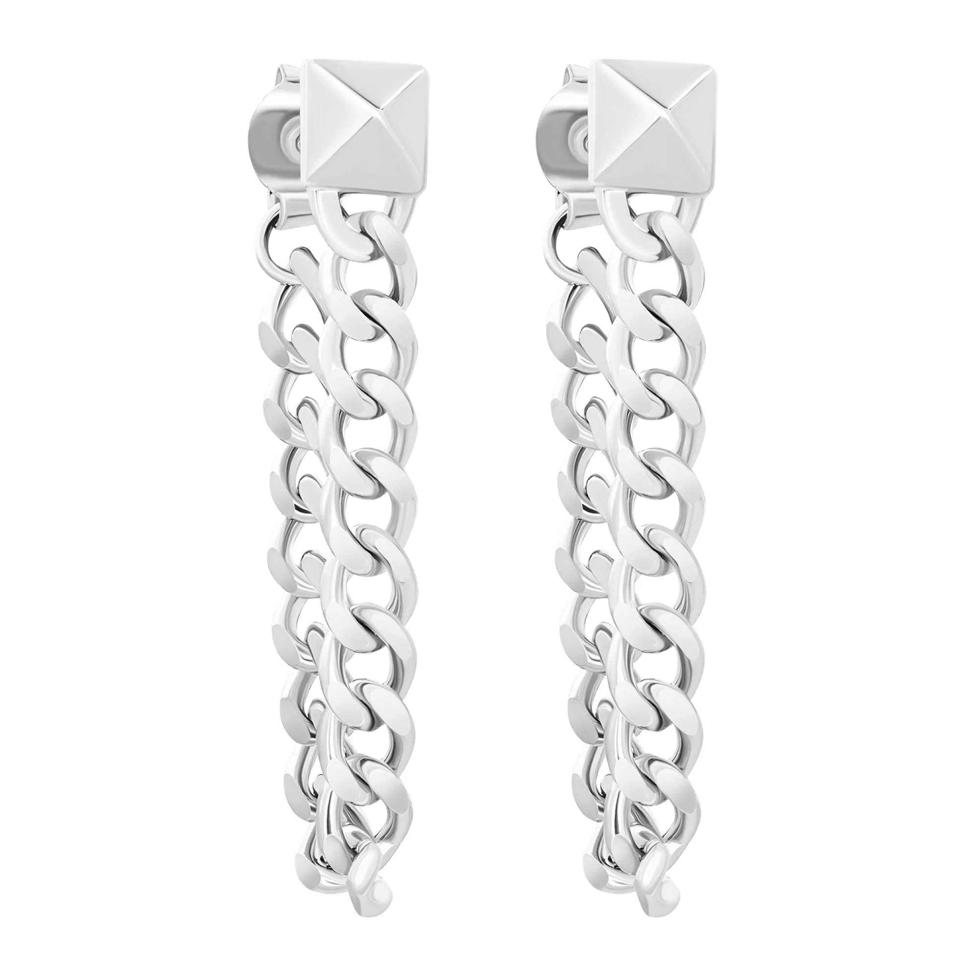 Сережки-гвоздики зі срібла з підвіскою "Ланцюжки" - 1543514 – зображення 1