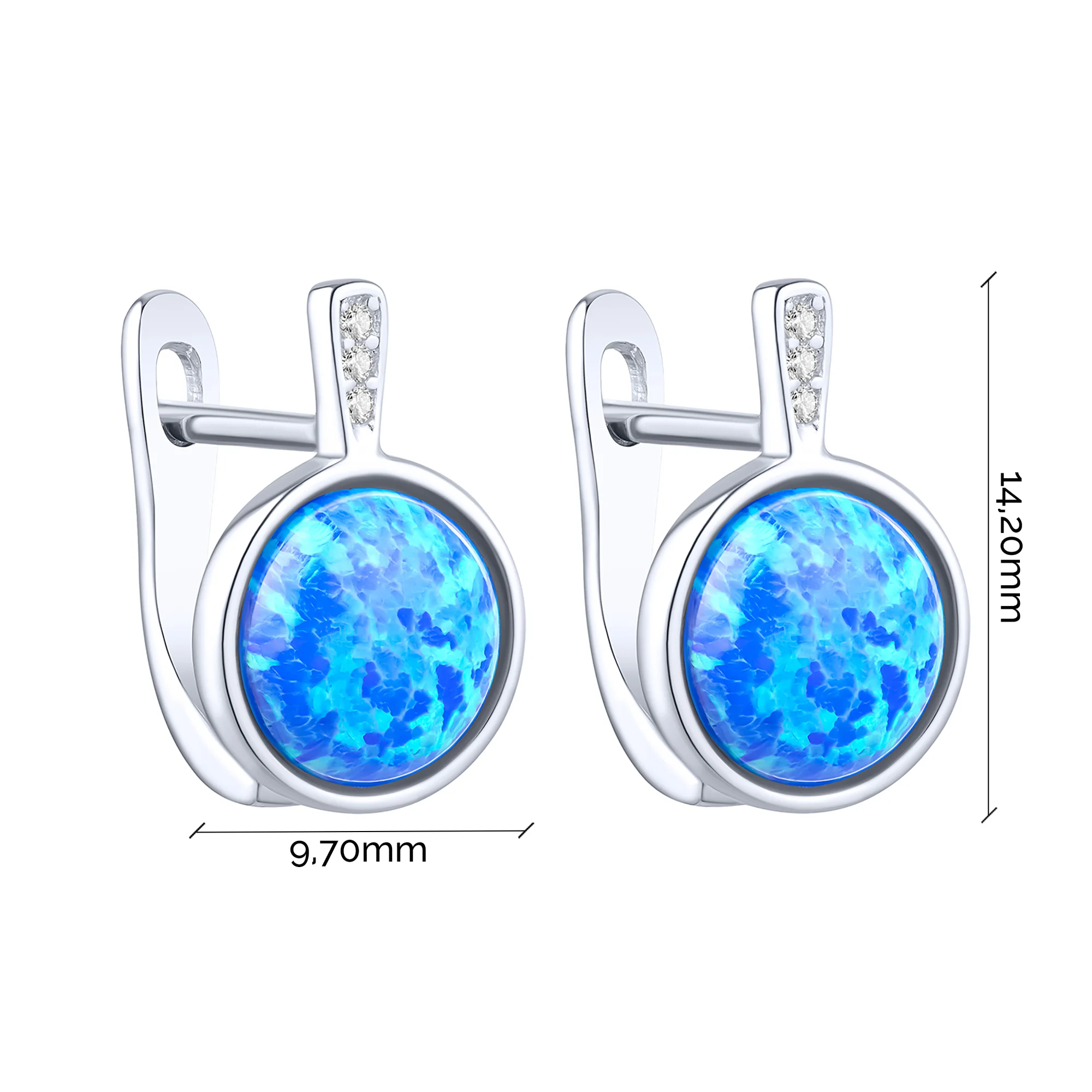 Серебристые серьги с фианитами и опалом - 2295775 - 2