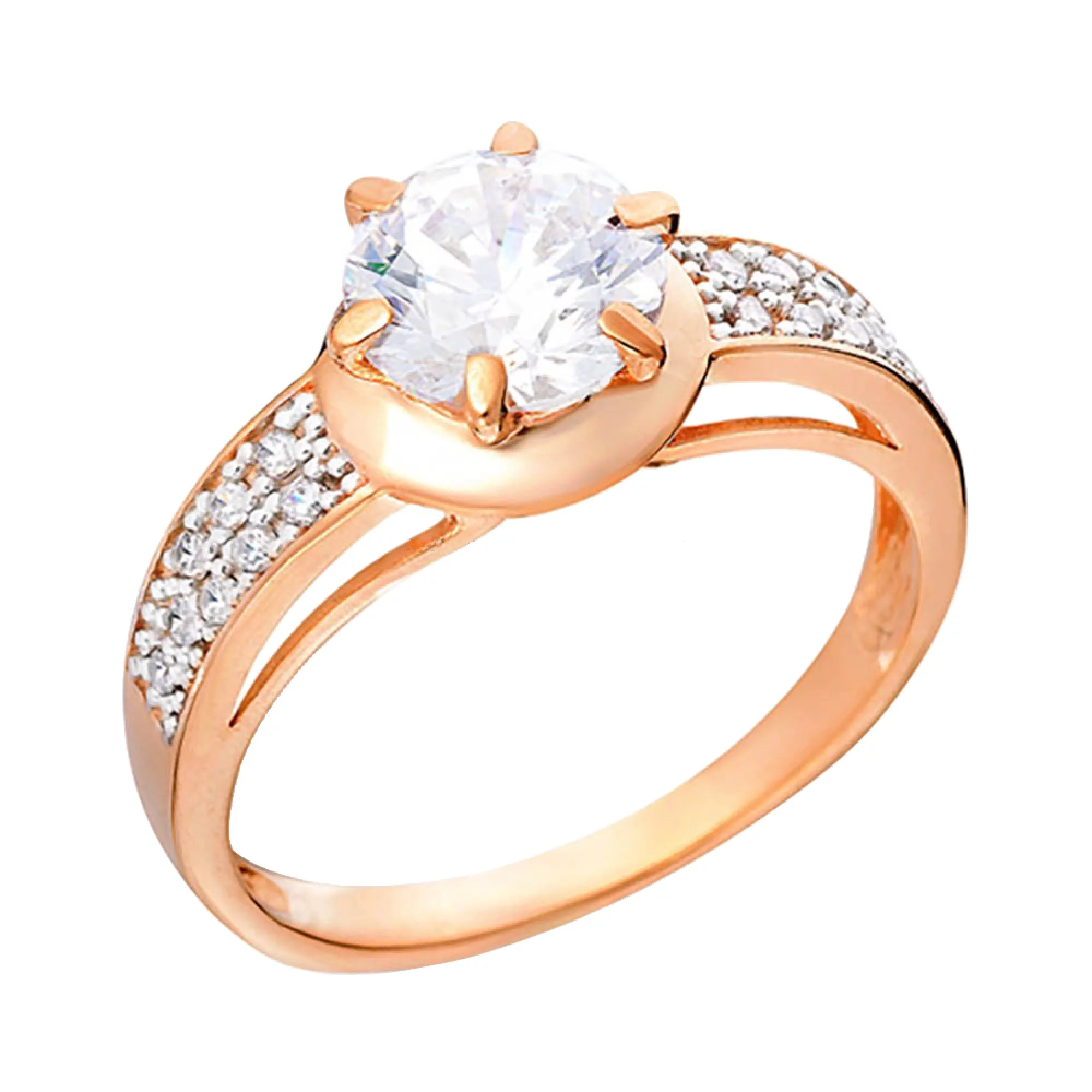 Золотое кольцо с фианитом - 569392 – изображение 1