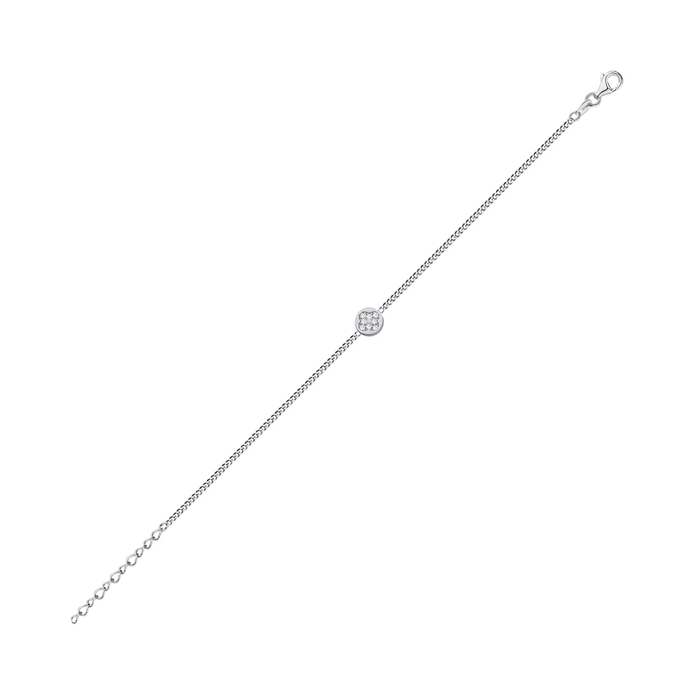 Срібний браслет з фіанітом Конюшина Панцирне плетіння. Артикул 7509/3599: ціна, відгуки, фото – купити в інтернет-магазині AURUM