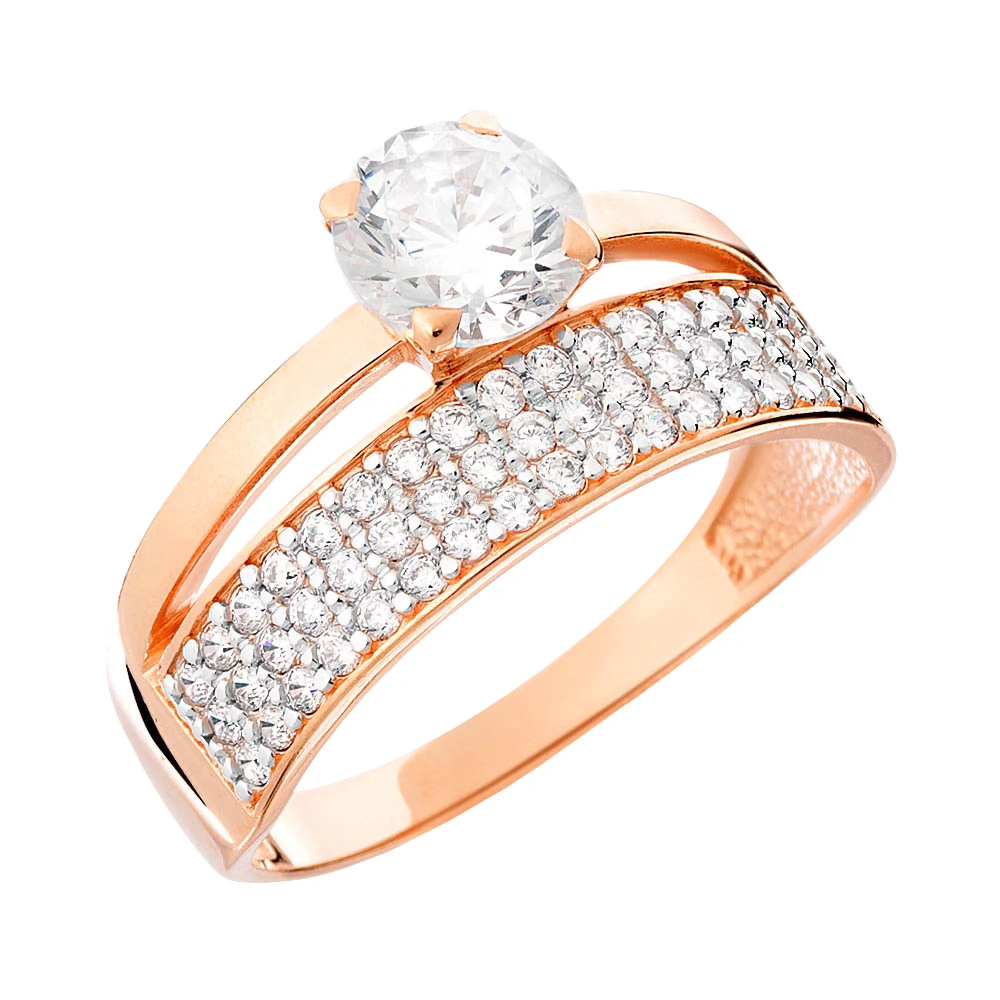 Золотое кольцо с фианитом - 569427 – изображение 1