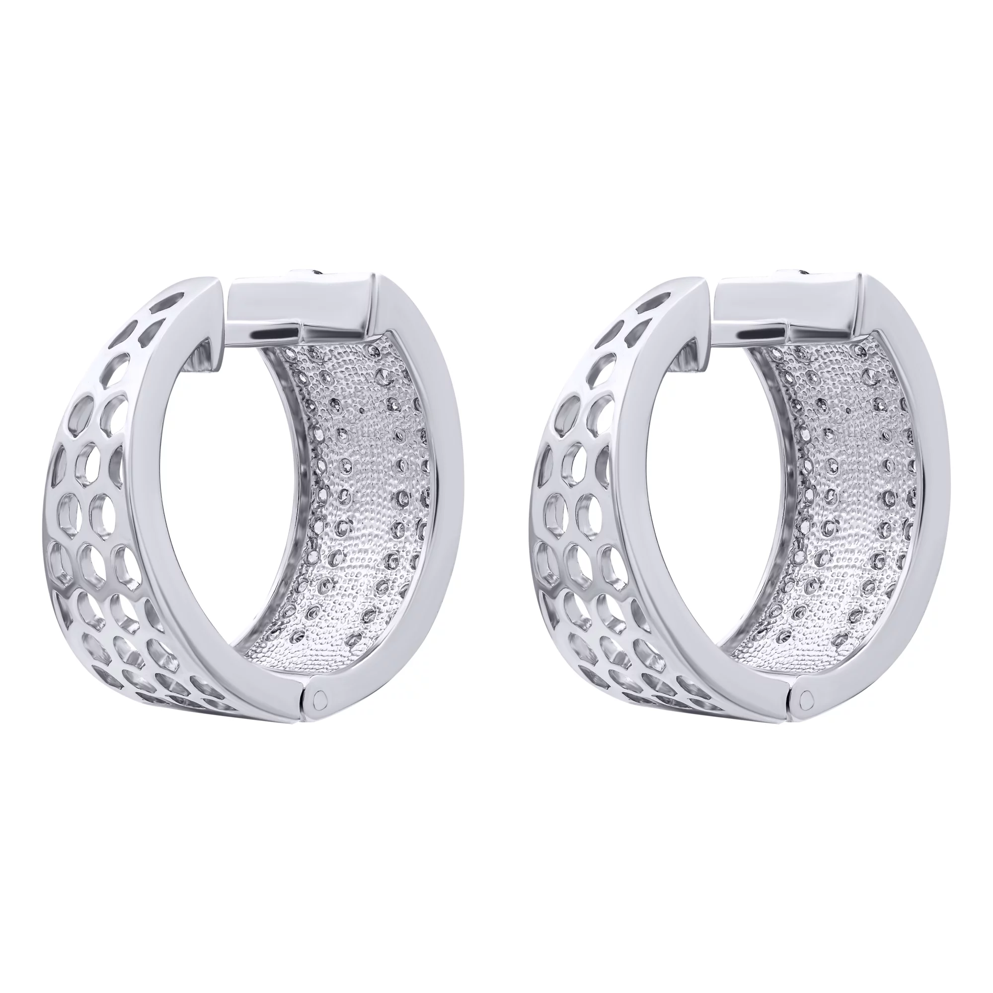 Серебряные серьги-кольцо с позолотой и фианитом - 409915 – изображение 2