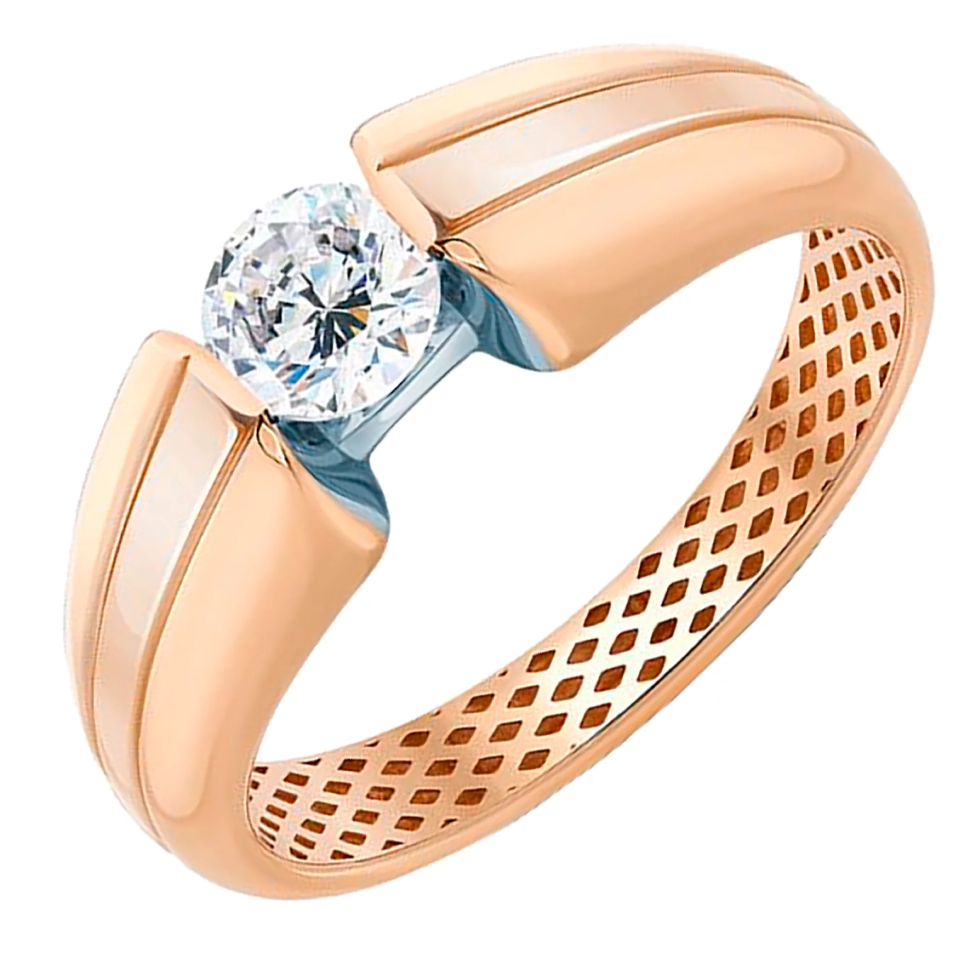 Золотое кольцо с фианитом - 482880 – изображение 1