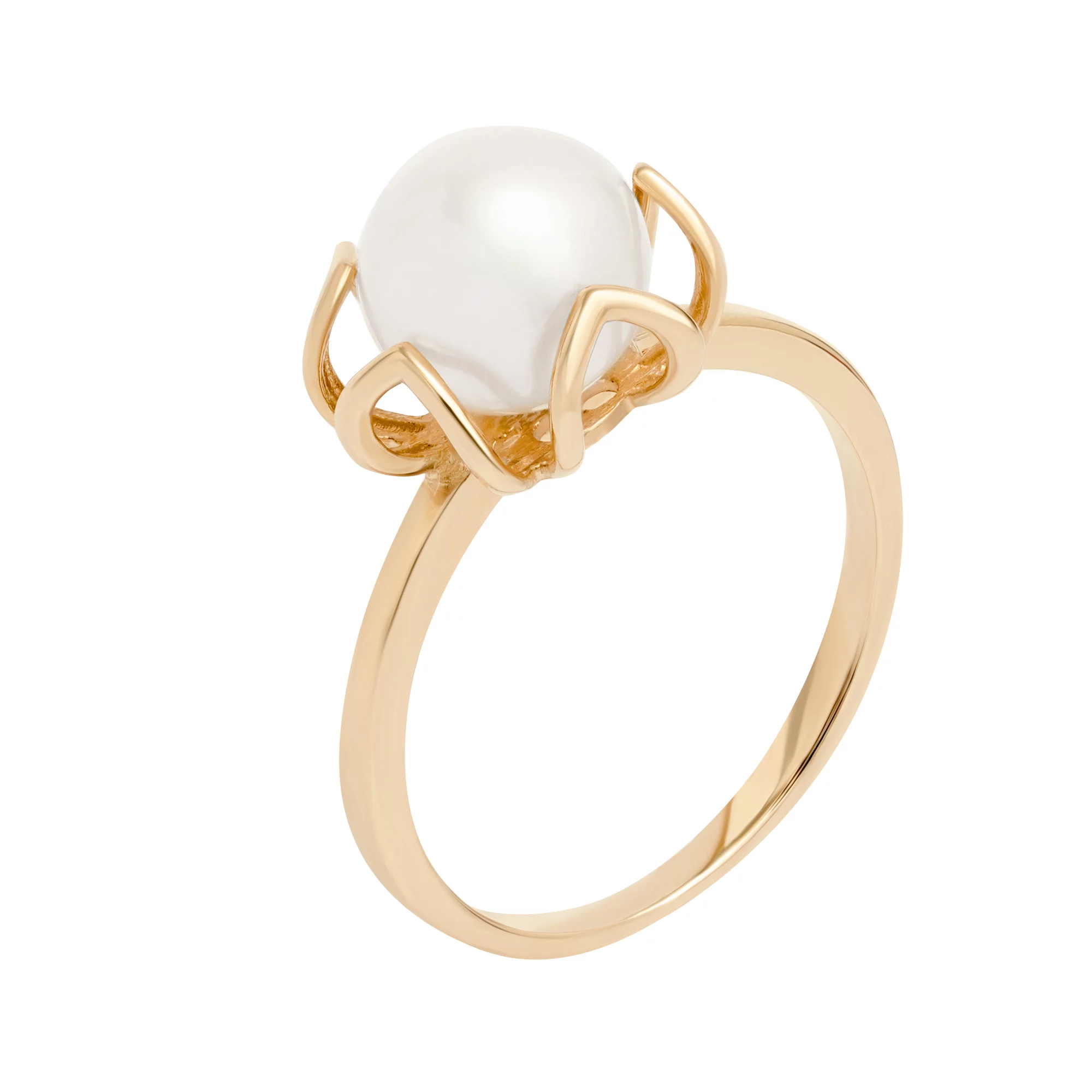 Кольцо в форме цветочка с жемчужиной из красного золота - 1617548 – изображение 1