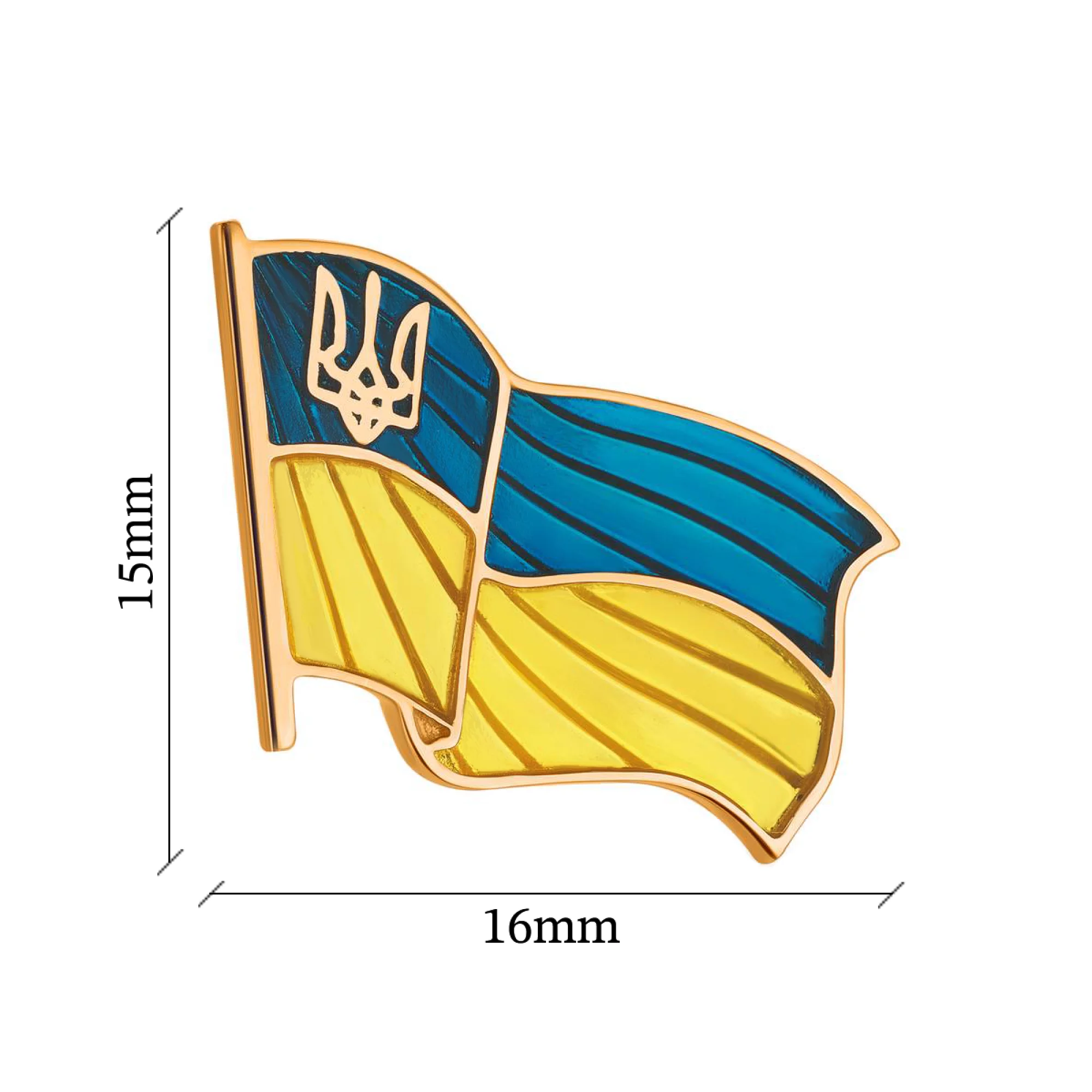 Золотий значок "Прапор України" з синьо-жовтою емаллю  - 1516600 – зображення 2