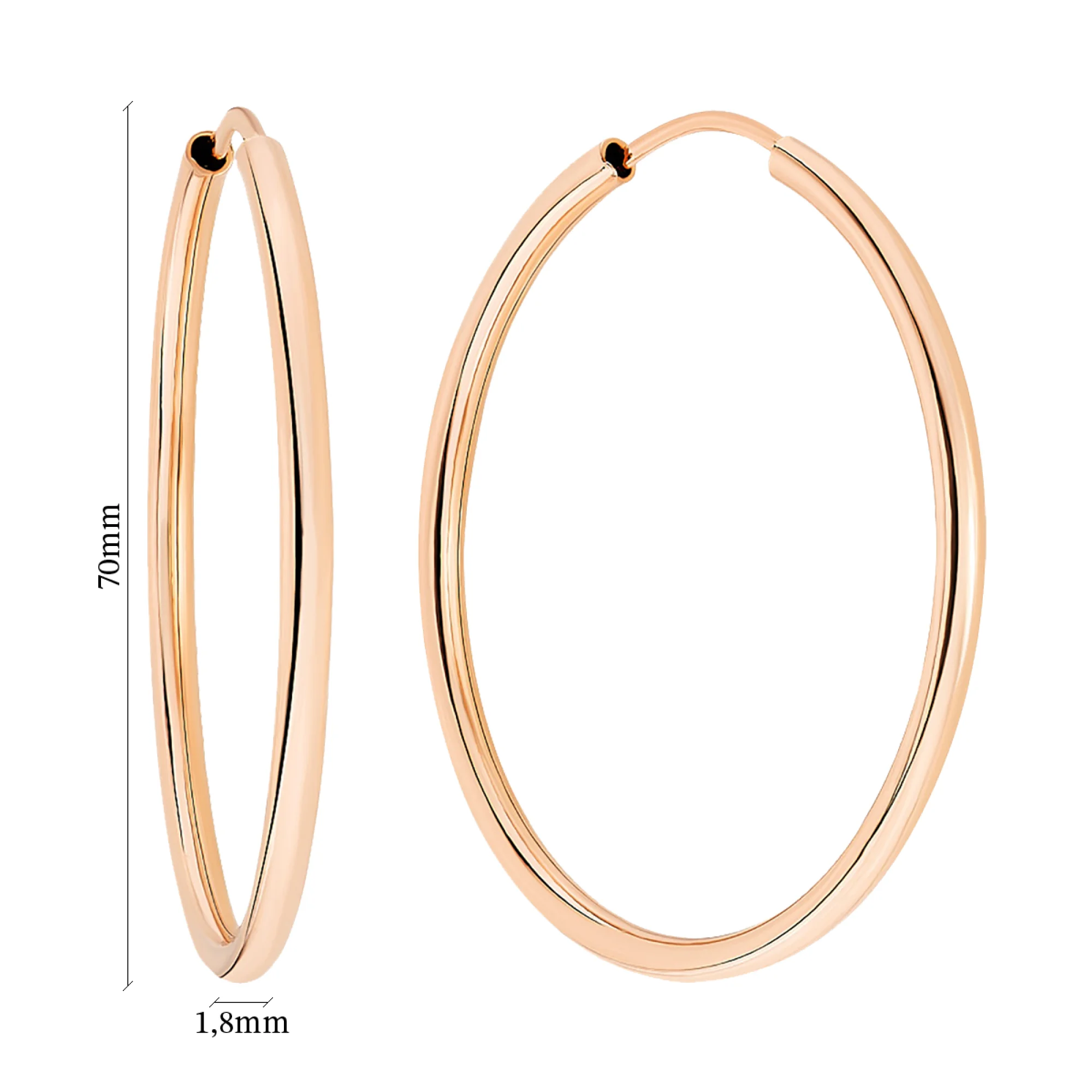 Сережки-кольца из красного золота - 959540 - 2