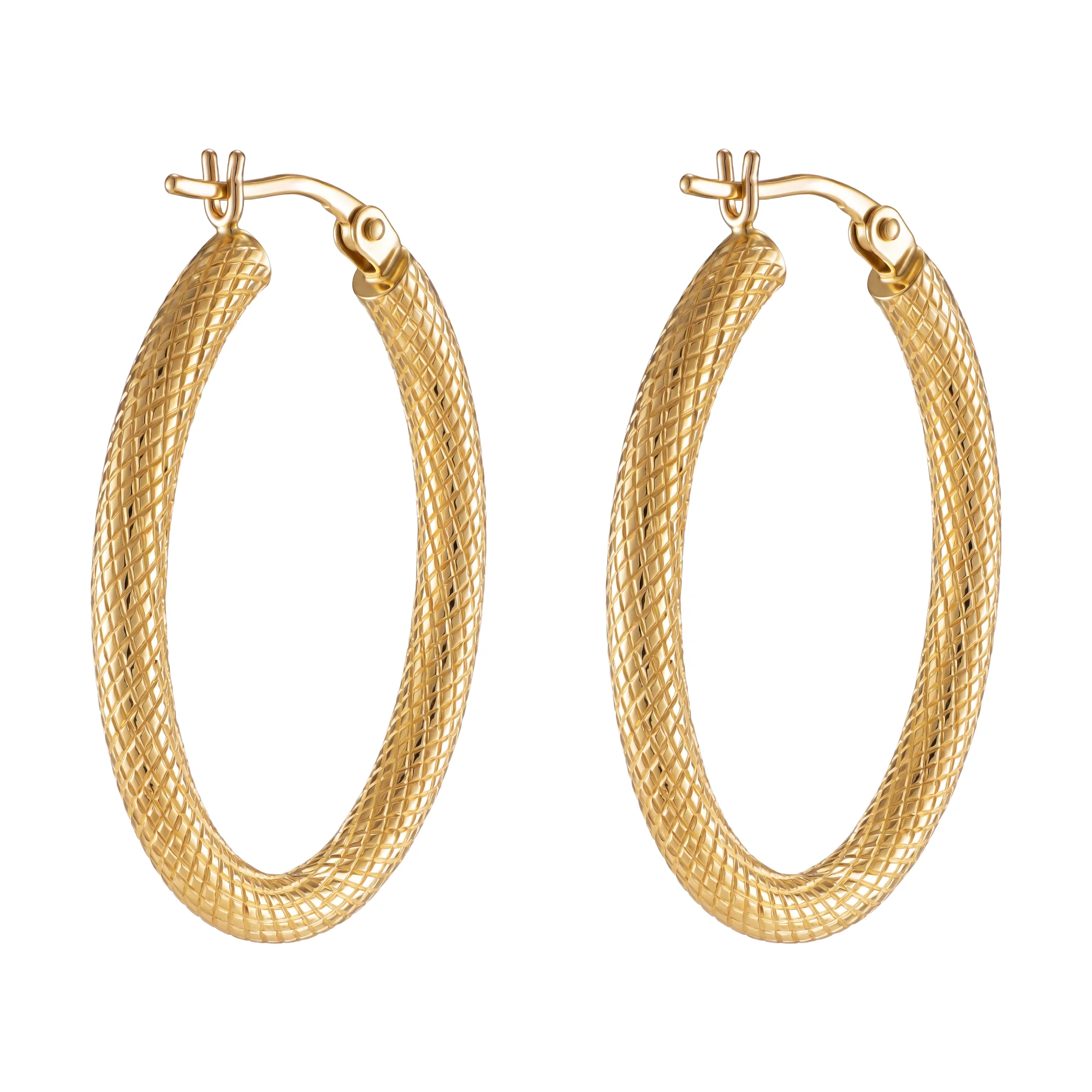 Серьги-кольца из желтого золота с узором - 2129779 - 3