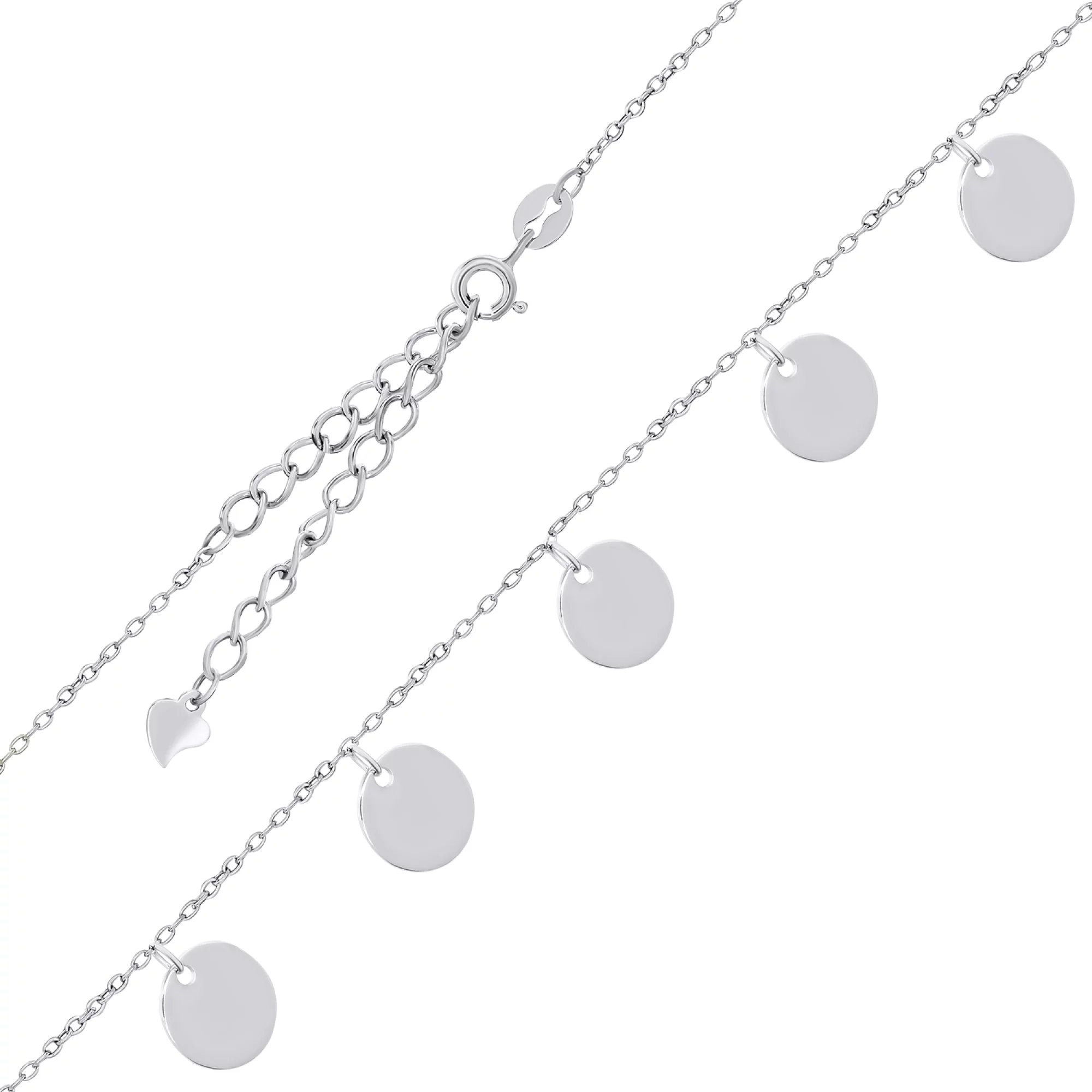 Колье из серебра с подвесными монетками якорное плетение - 1548222 – изображение 1