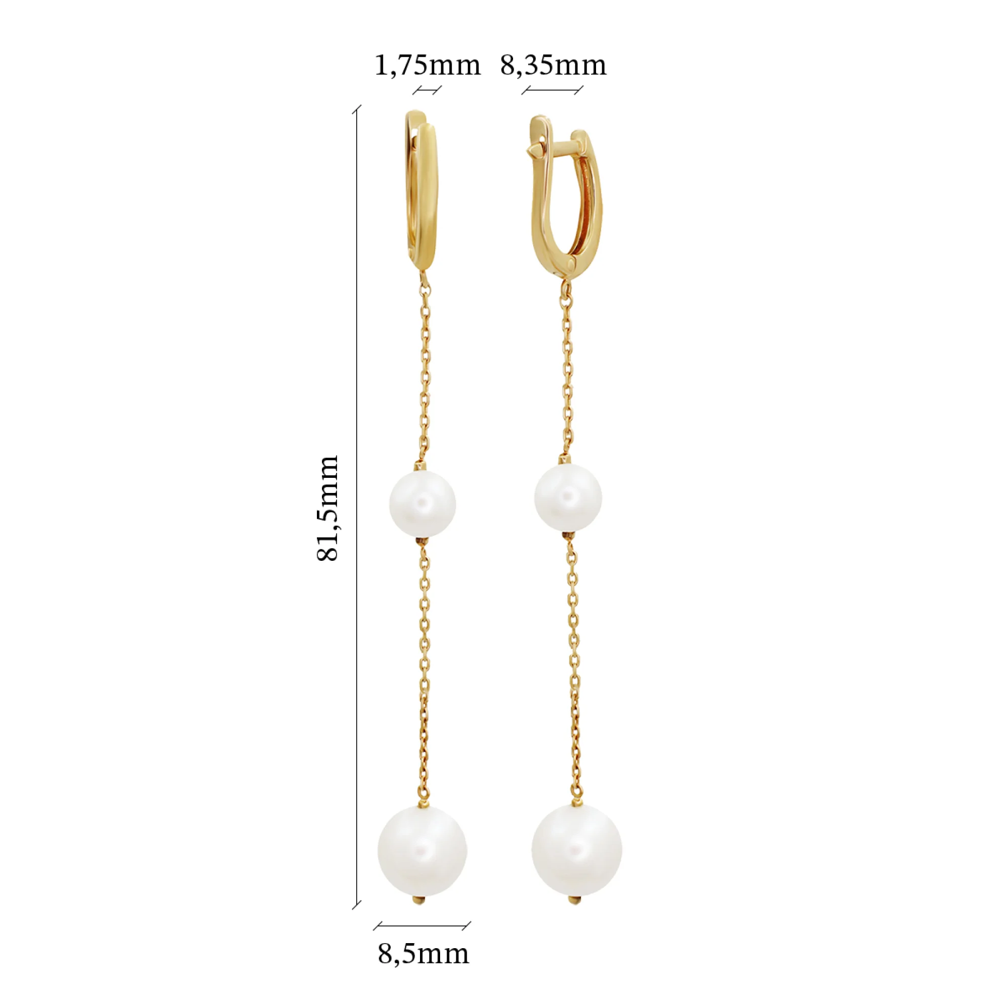 Сережки из красного золота с жемчугом - 937834 - 3