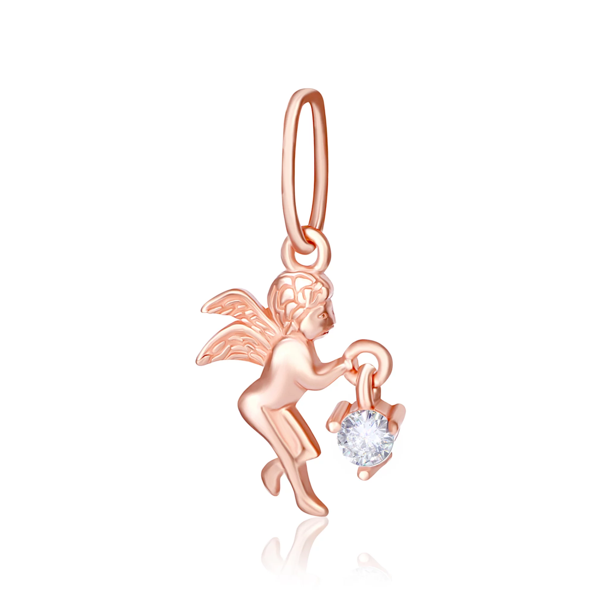 Серебряная подвеска "Ангел" с цирконием - 421639 – изображение 1