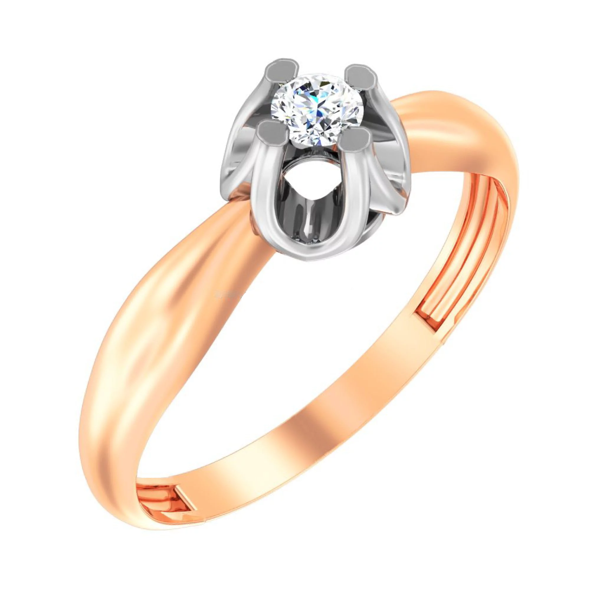 Золотое кольцо с фианитом - 1391938 – изображение 1