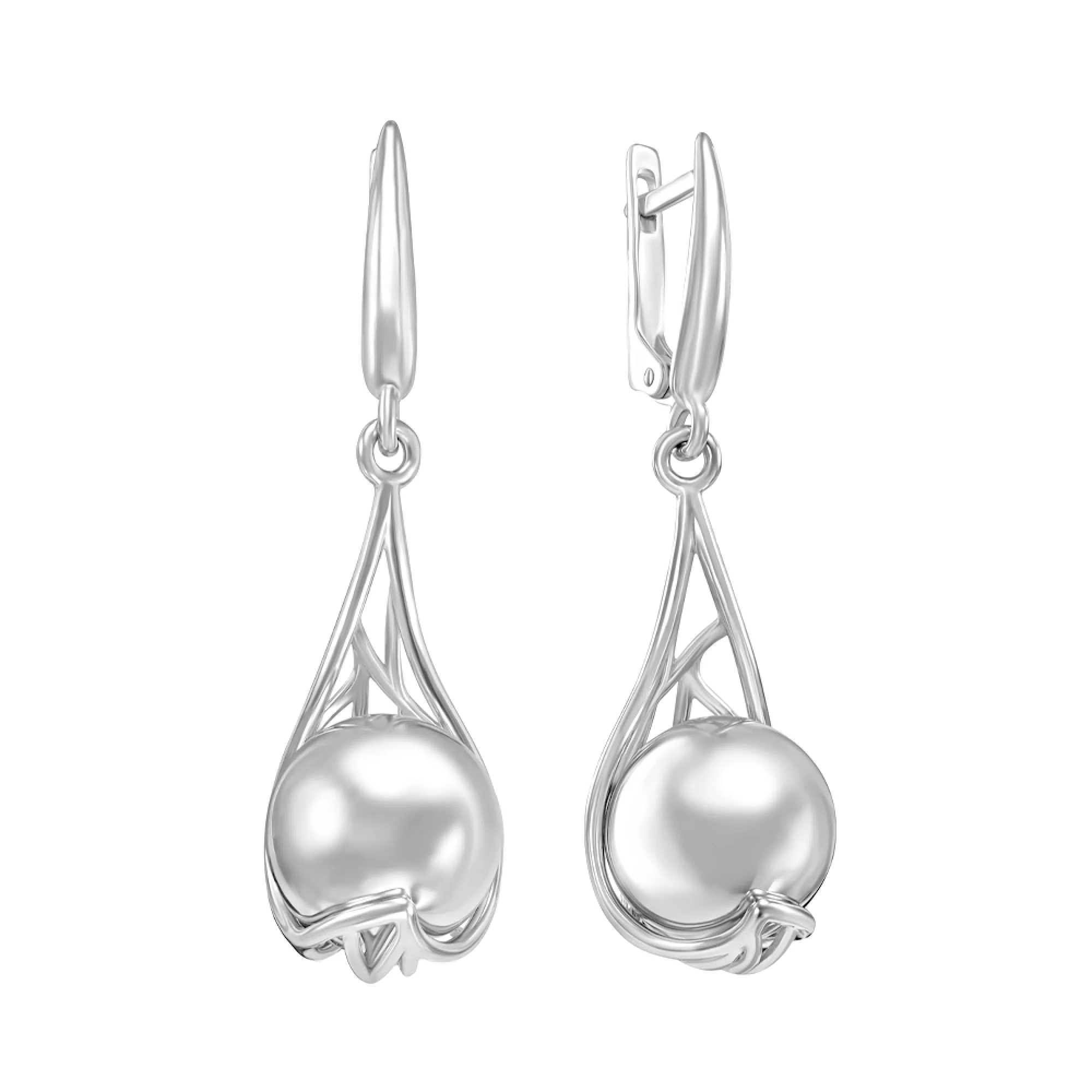 Ажурні срібні сережки з підвісками "Кулі" - 1536125 – зображення 1