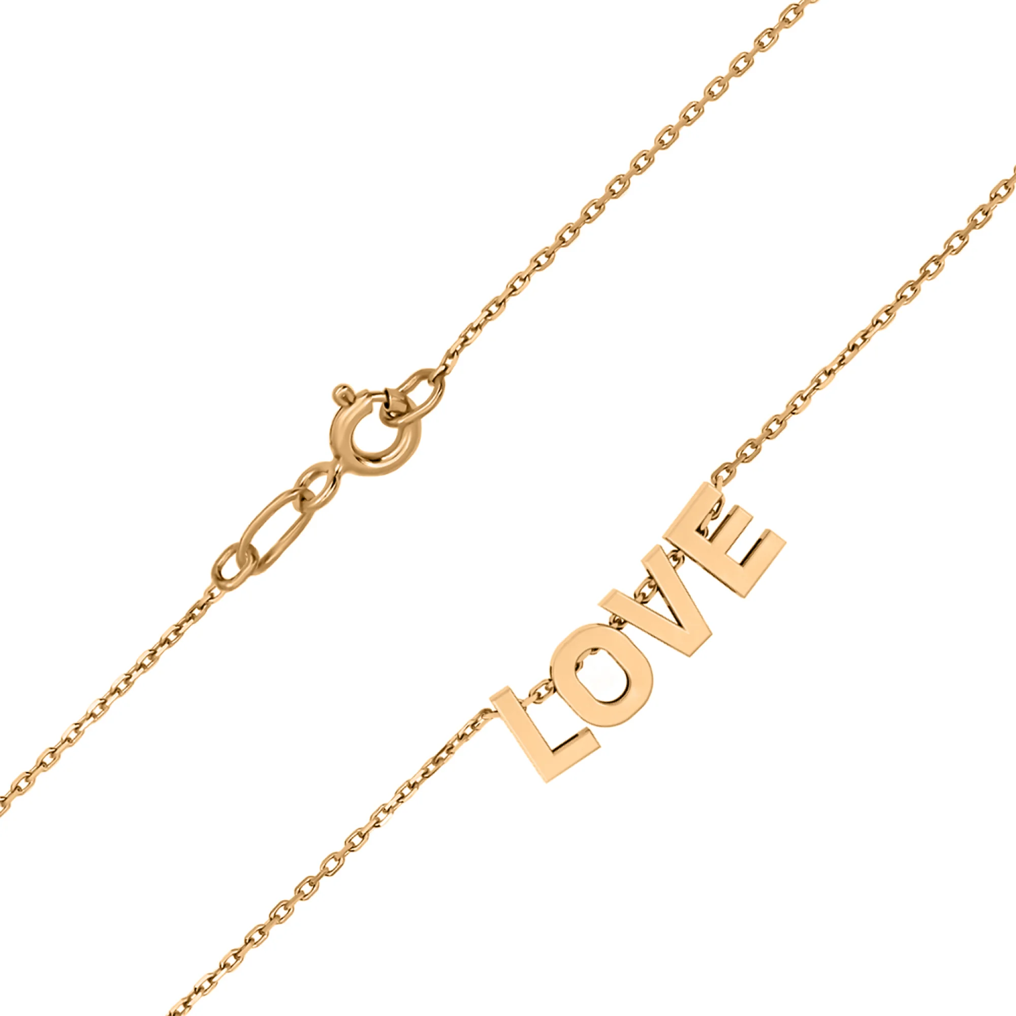 Колье с подвесом в красном золоте "Love" якорное плетение - 1699117 - 1