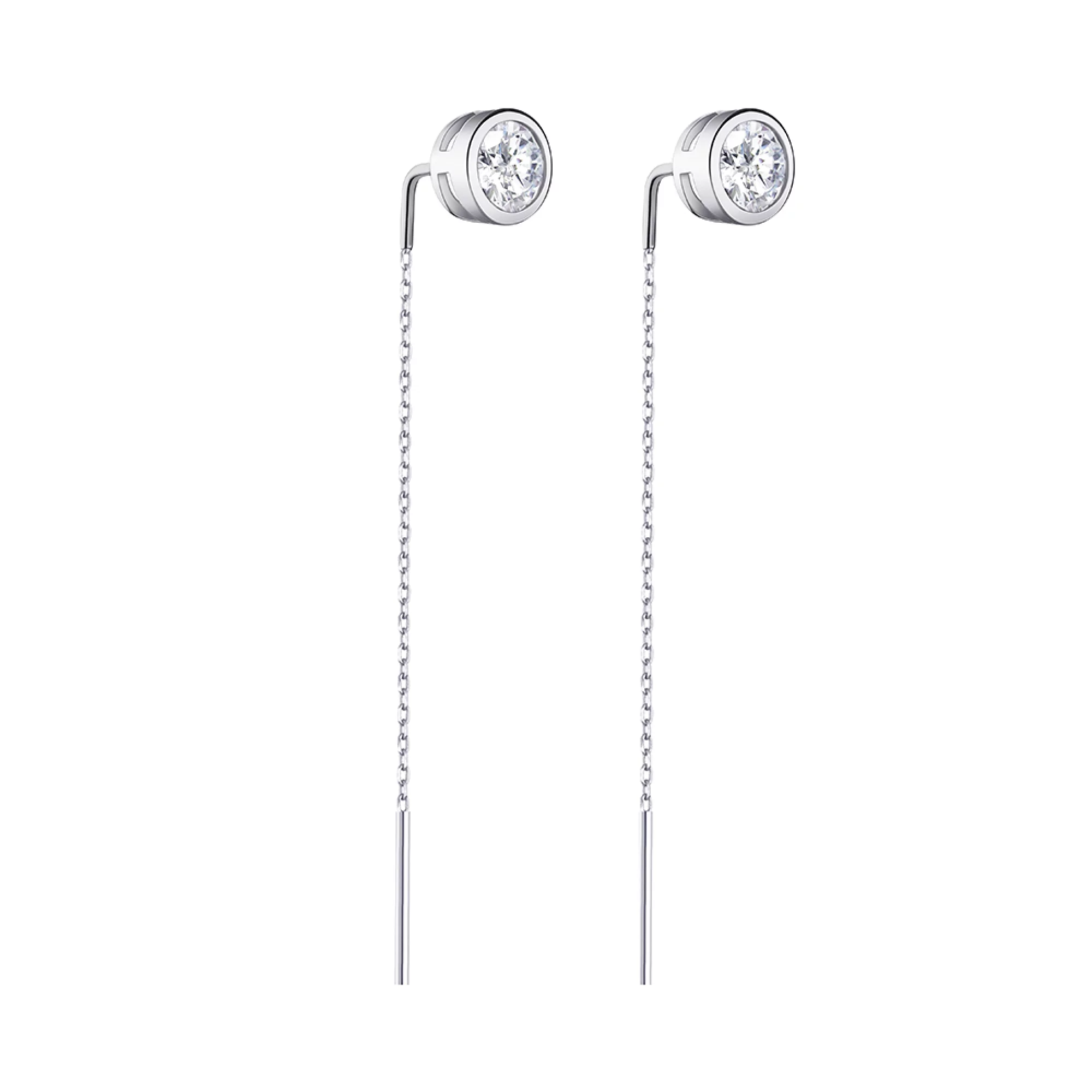 Срібні сережки-протяжки з фіанітом - 1507704 – зображення 1