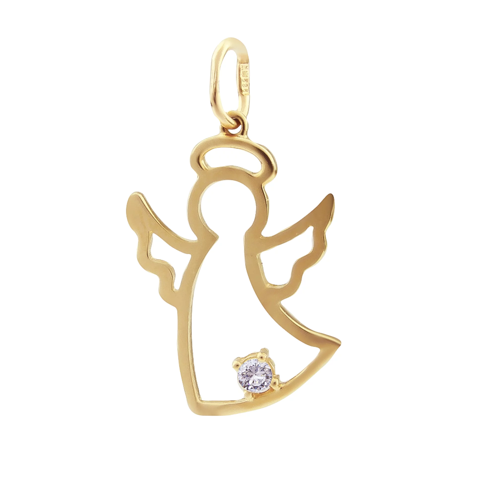 Золотой подвес "Ангел" с фианитом - 796634 – изображение 1