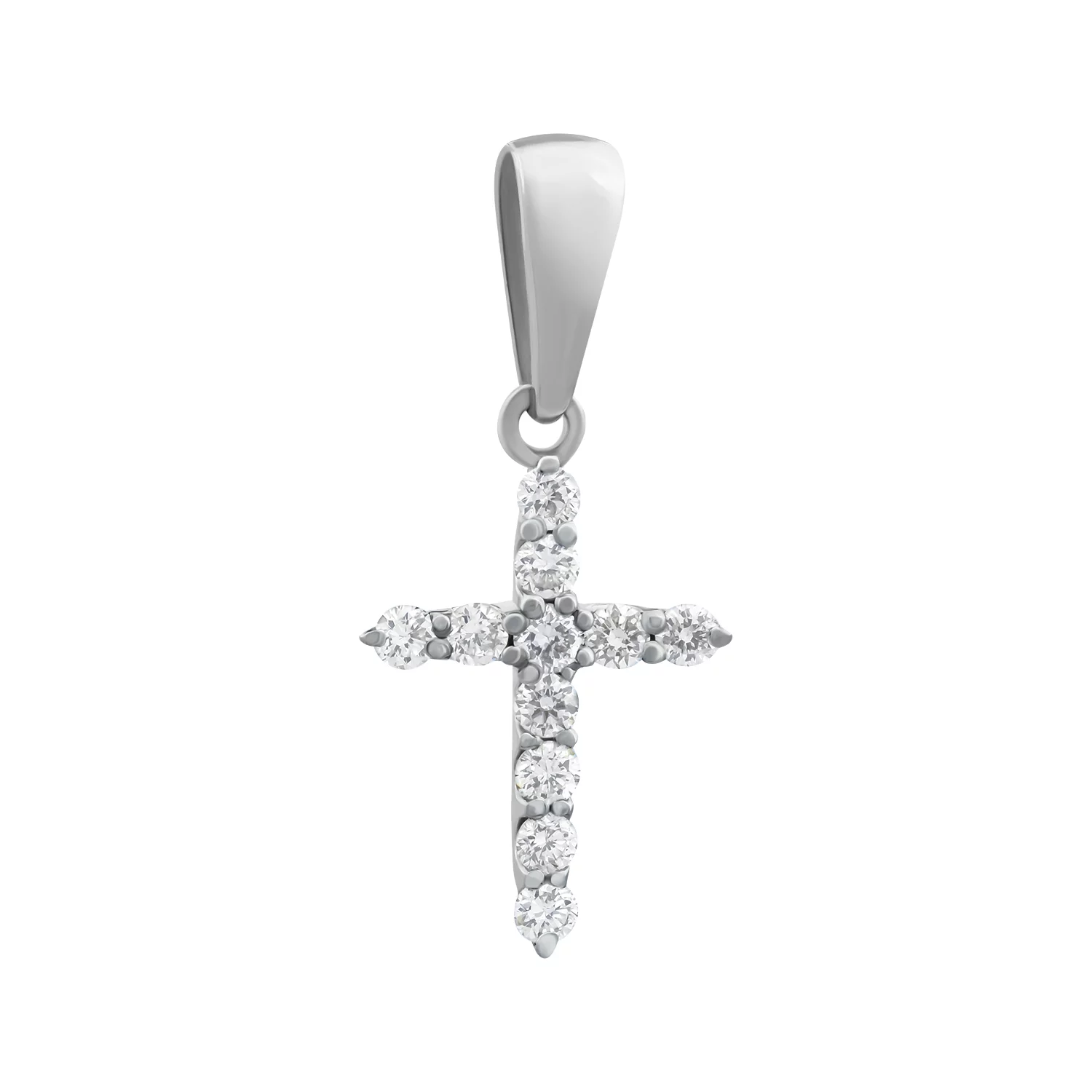 Хрестик з білого золота з діамантами. Артикул П466б: ціна, відгуки, фото – купити в інтернет-магазині AURUM