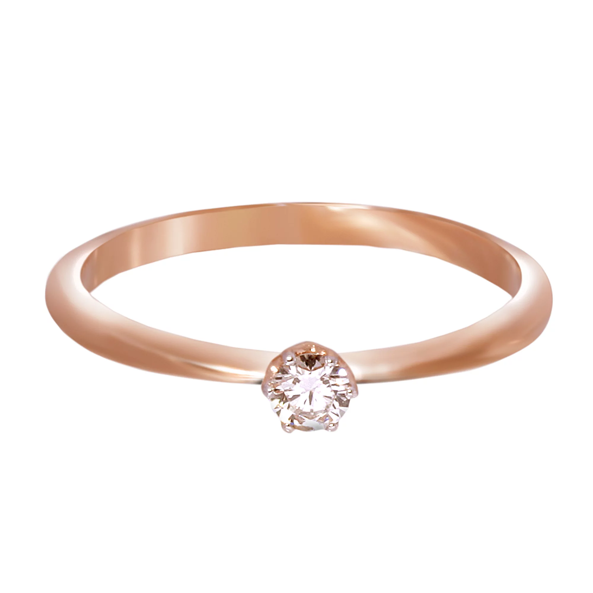 Кольцо из красного золота с бриллиантом - 963860 – изображение 2