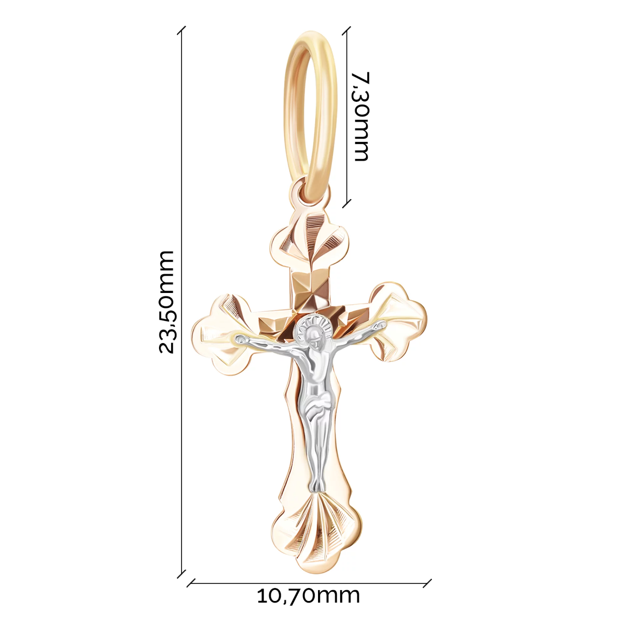 Хрестик із комбінованого золота - 1557510 – зображення 3