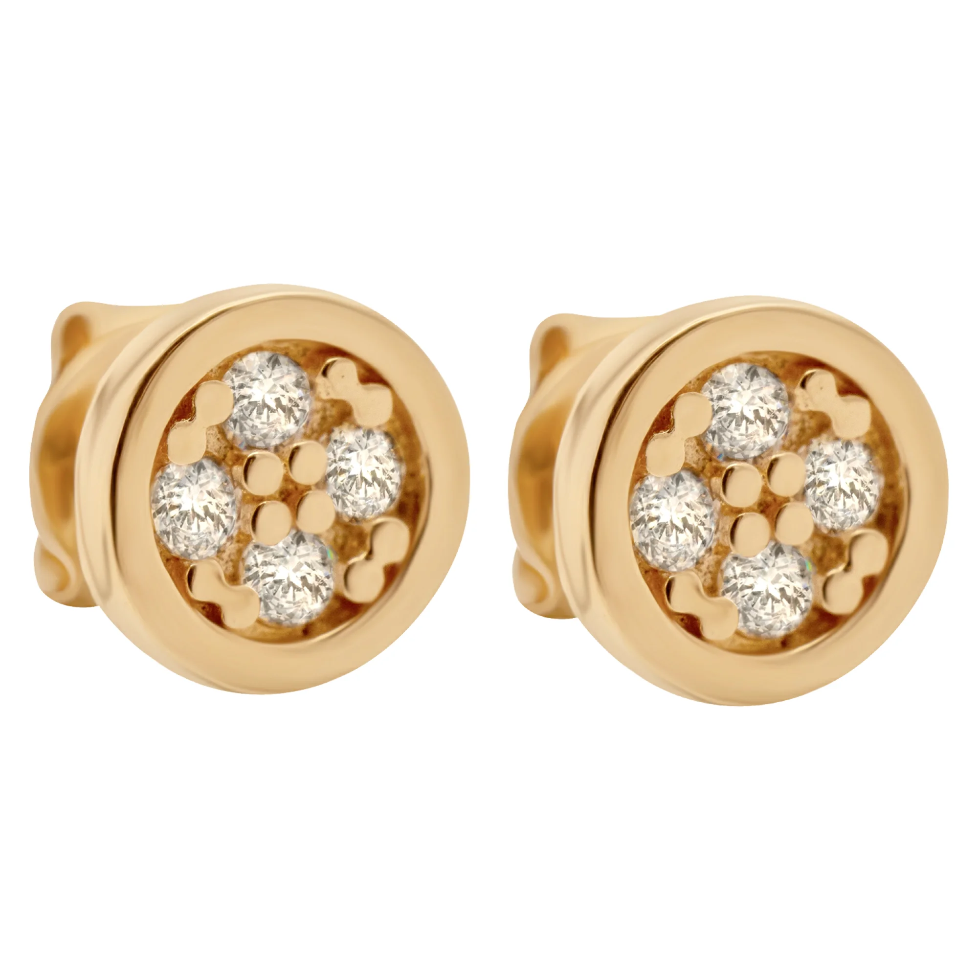 Сережки-гвоздики из красного золота с фианитами - 936384 - 1