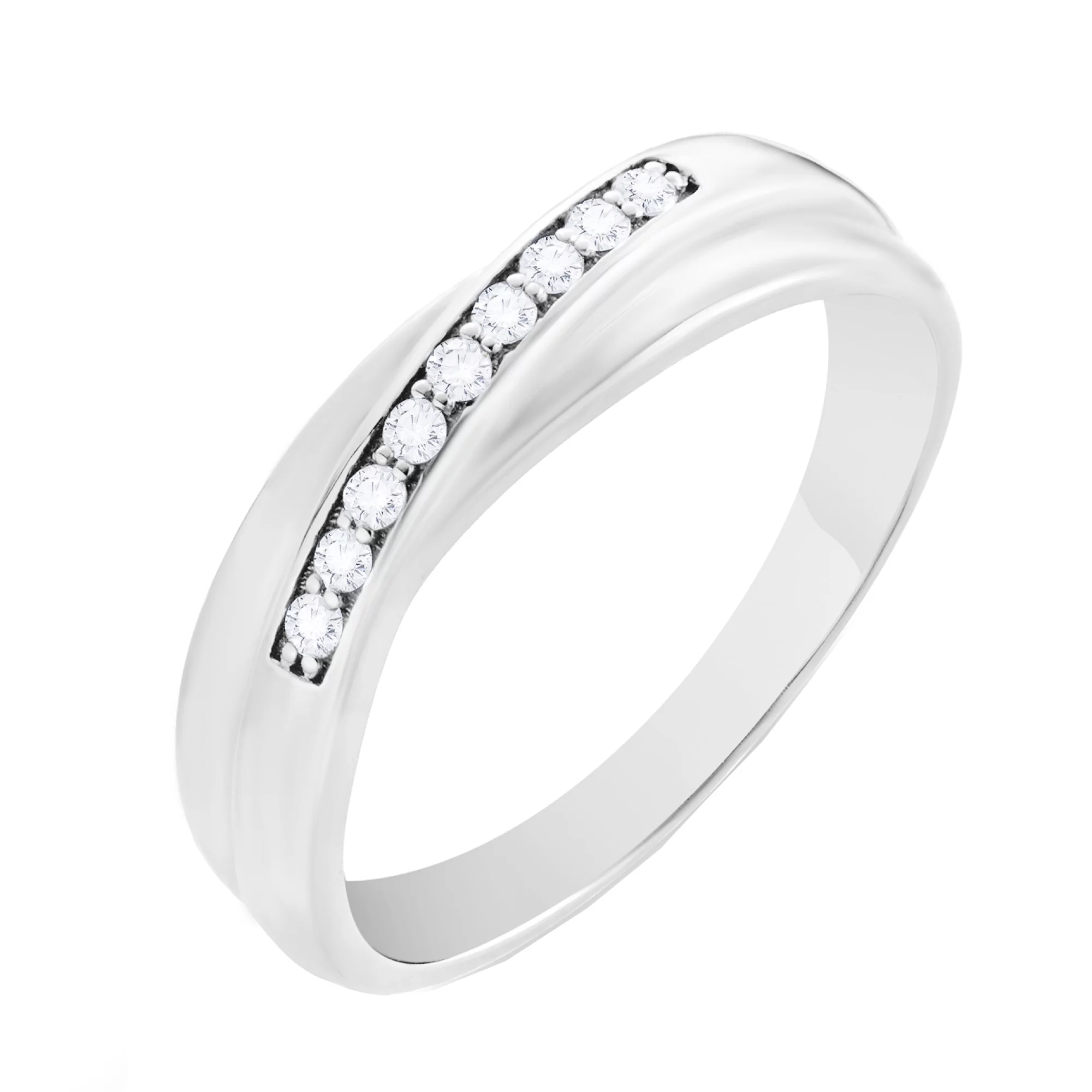 Кольцо в белом золоте с дорожкой бриллиантов - 1669247 – изображение 1