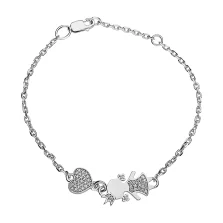 Браслет зі срібла з фіанітами "Принцеса" плетіння якір - 457867