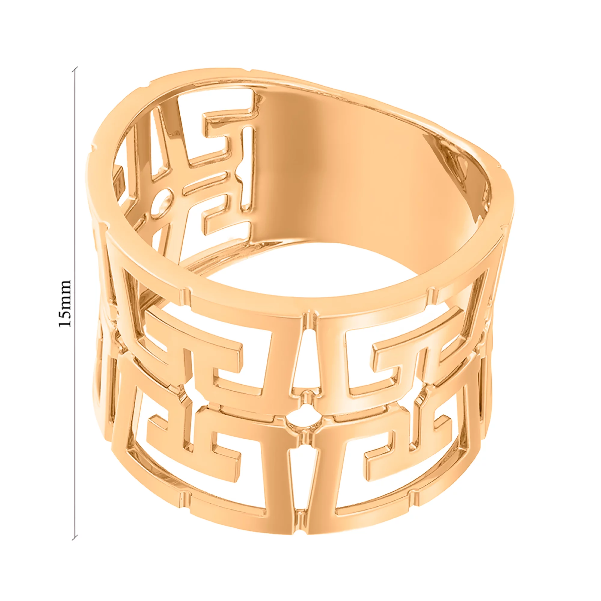 Кольцо с греческим узором из красного золота - 585411 – изображение 2