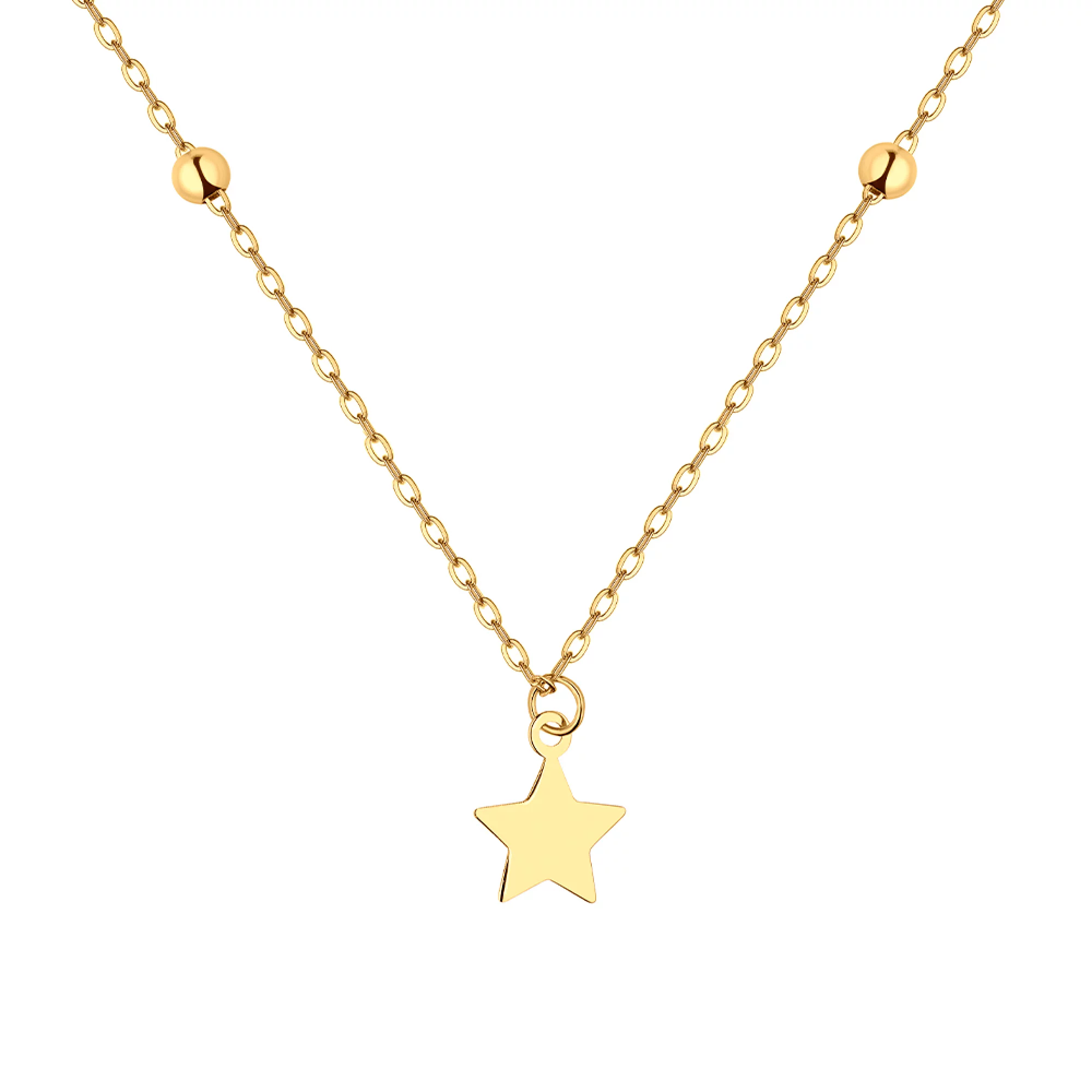Цепочка с подвеской "Звезда" в желтом золоте плетение якорь - 1526793 – изображение 1