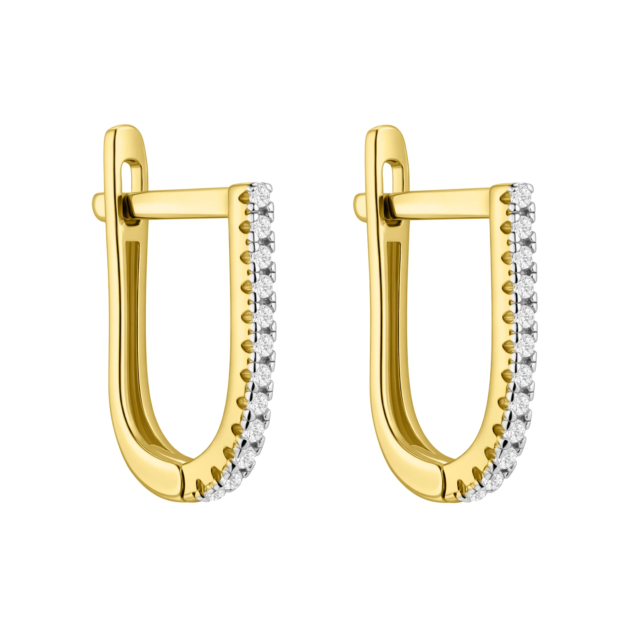 Сережки-дорожки из желтого золота с фианитами  - 2294969 - 1