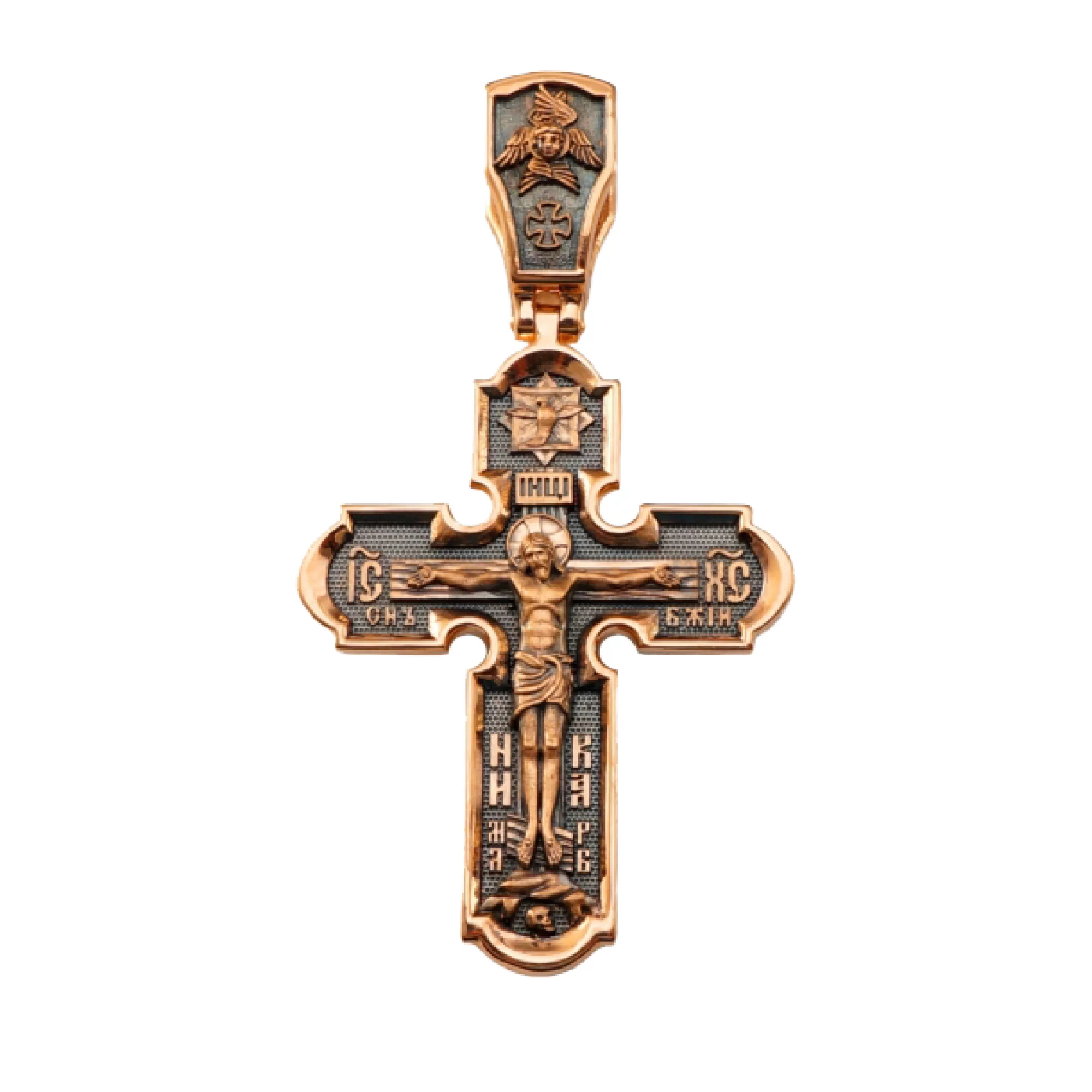 Золотой крестик с чернением - 431434 – изображение 1