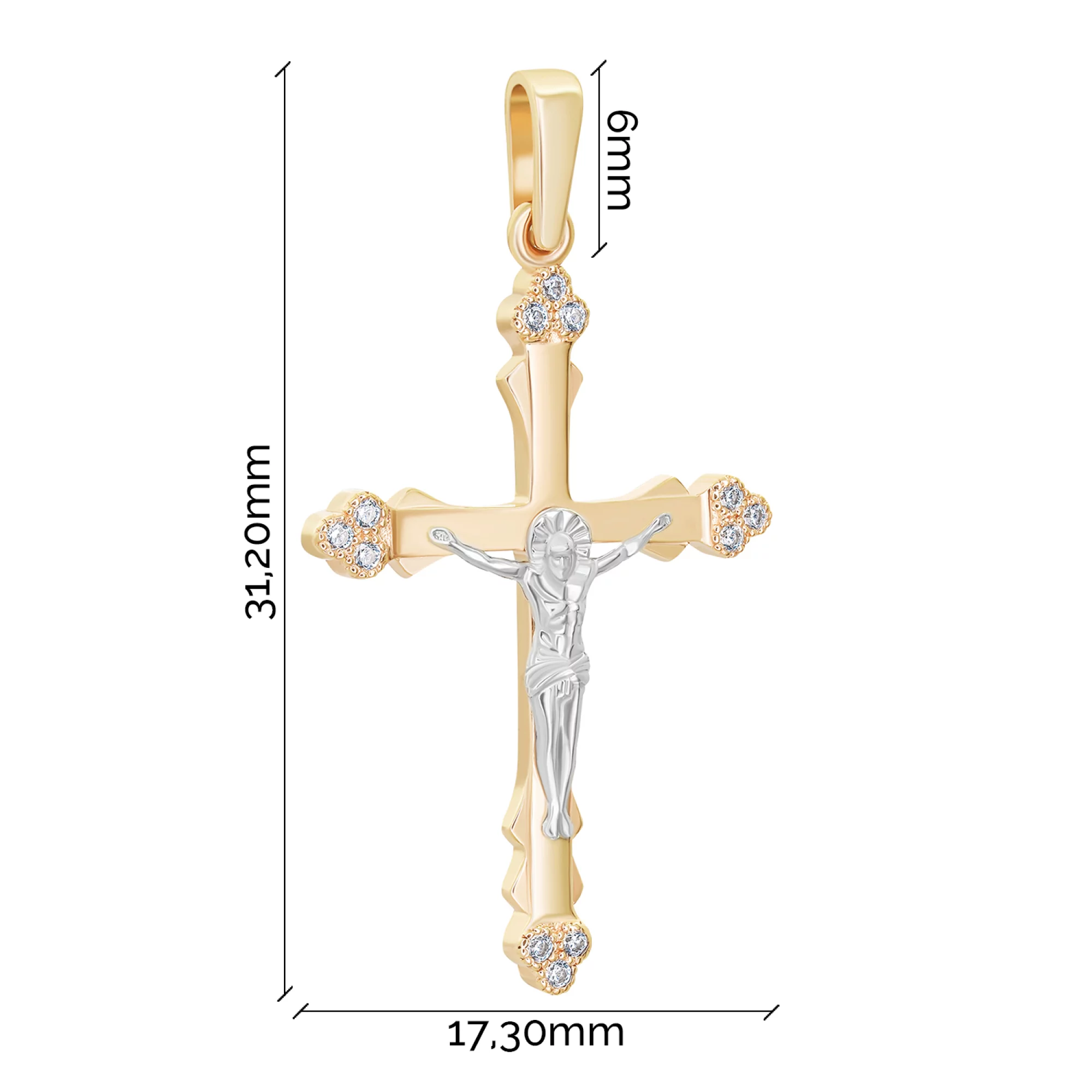 Золотий хрестик з фіанітами - 1565461 – зображення 3
