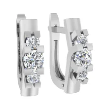 Сережки з білого золота з фіанітами - 1513585