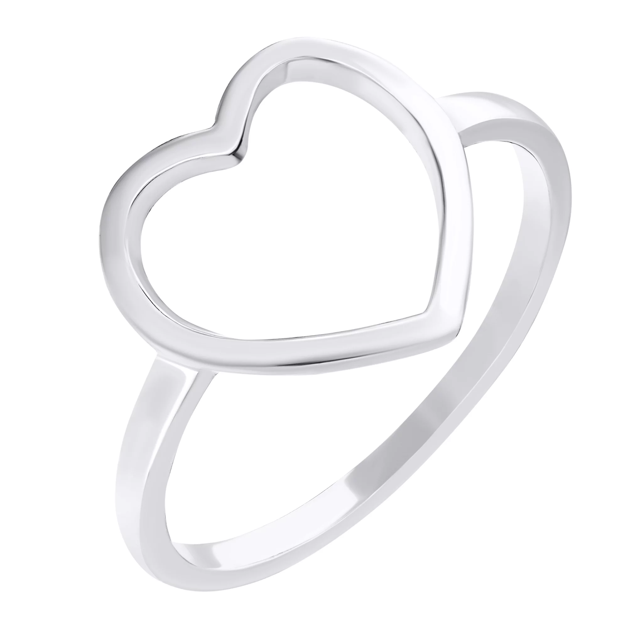 Серебряное кольцо "Сердечко" с родированием - 1549833 – изображение 1