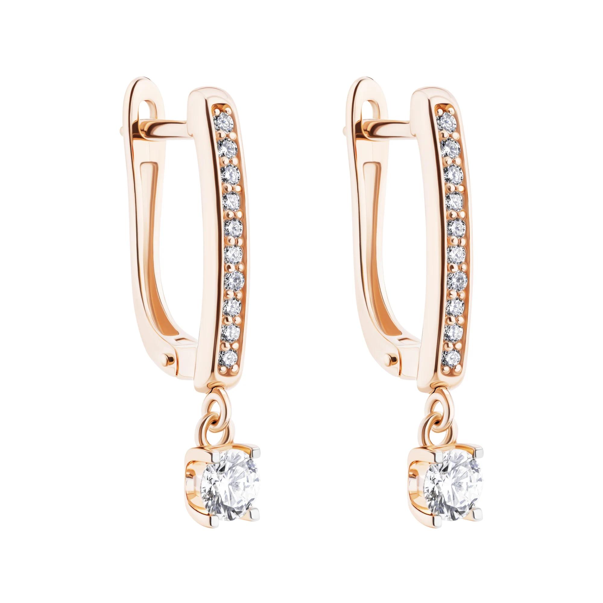 Серьги из красного золота с подвесом и с бриллиантами - 2135854 - 1