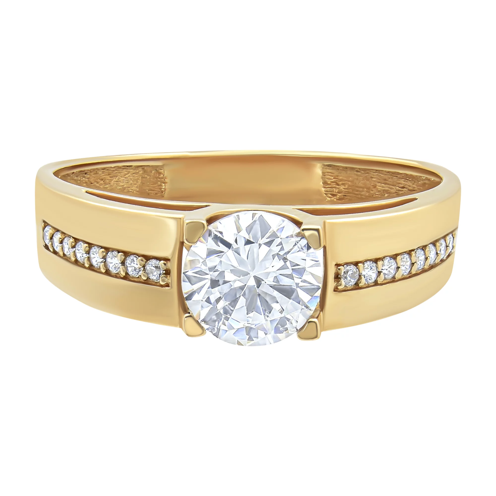 Золотое кольцо с фианитом - 521616 – изображение 2