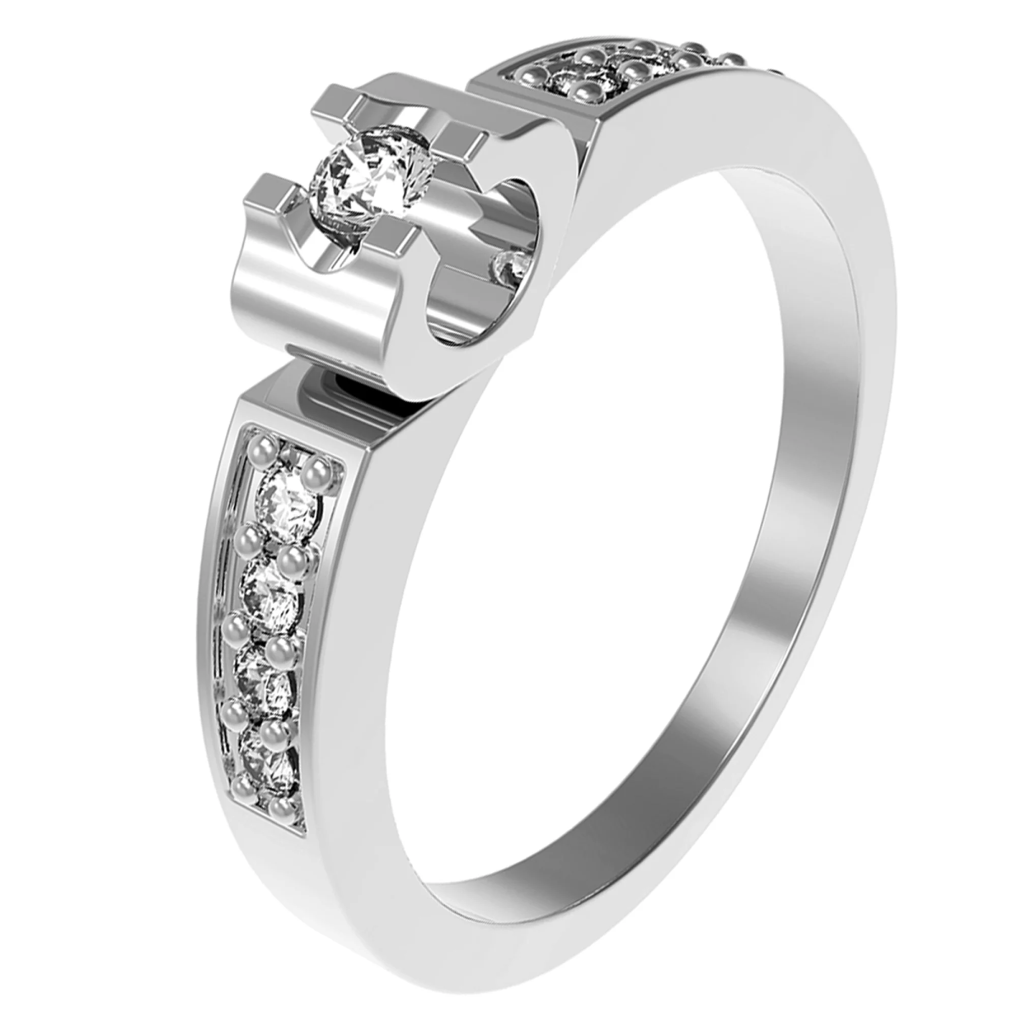 Кольцо из белого золота с бриллиантами - 521716 – изображение 1