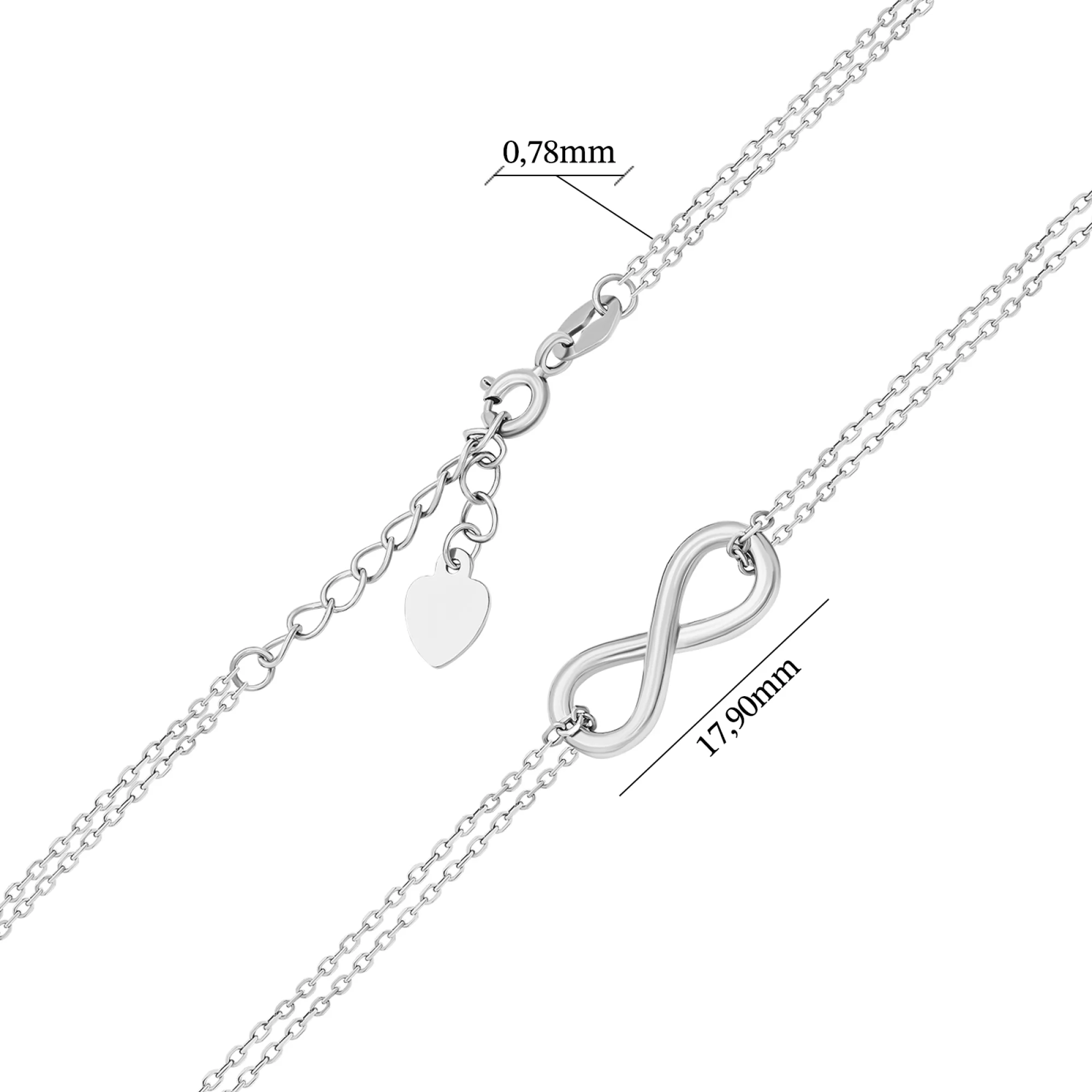 Браслет срібний "Нескінченність" плетіння якір - 1579426 – зображення 3